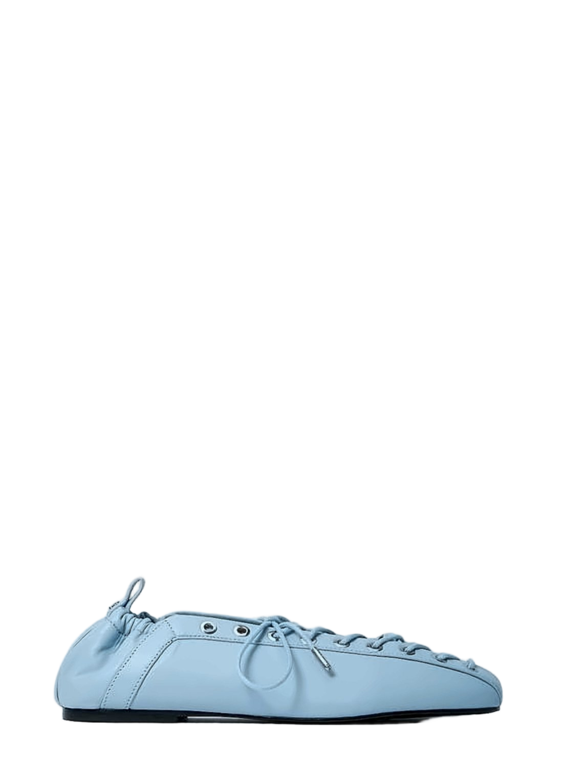 Ruched Slip-On Flats With Lace-Up Detail