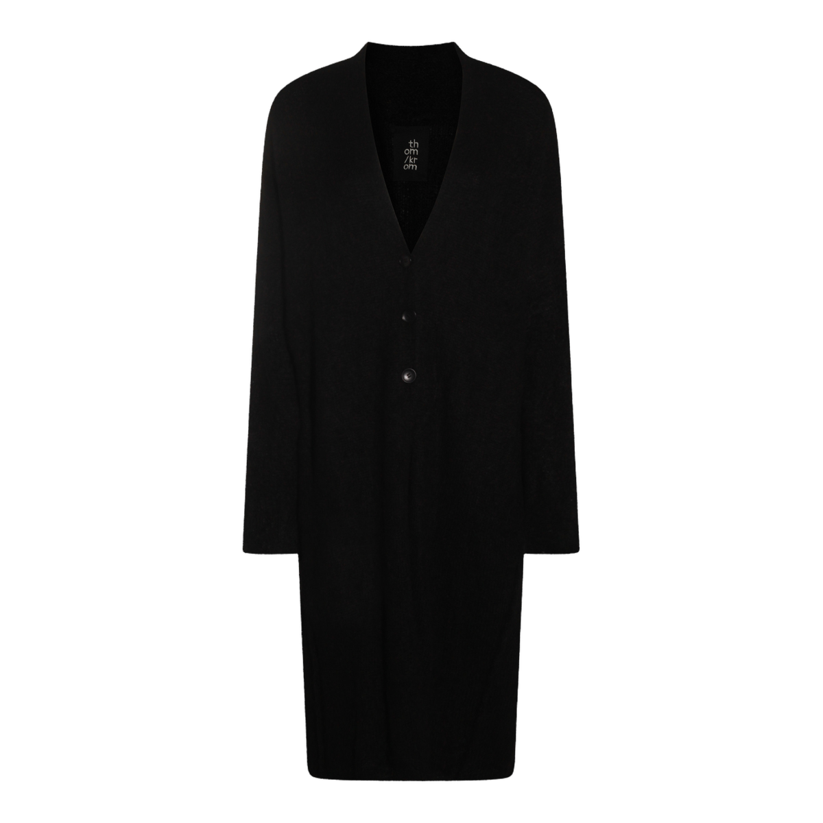 Long Black Sweater with Deep V-Neckline
