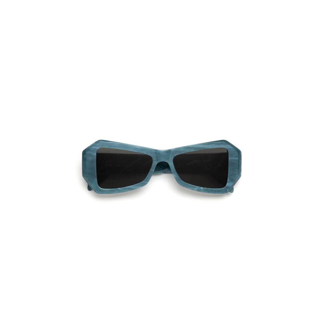 Tempio Blue Marble Geometric Blue Marble Acetate Sunglasses