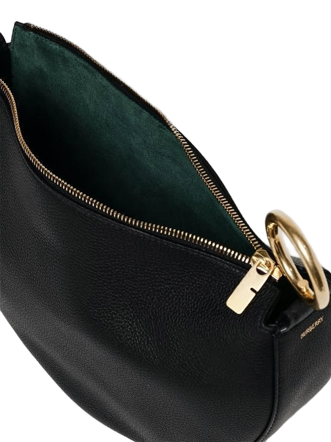 Crescent-Shaped Black Calf Leather Tote Bag