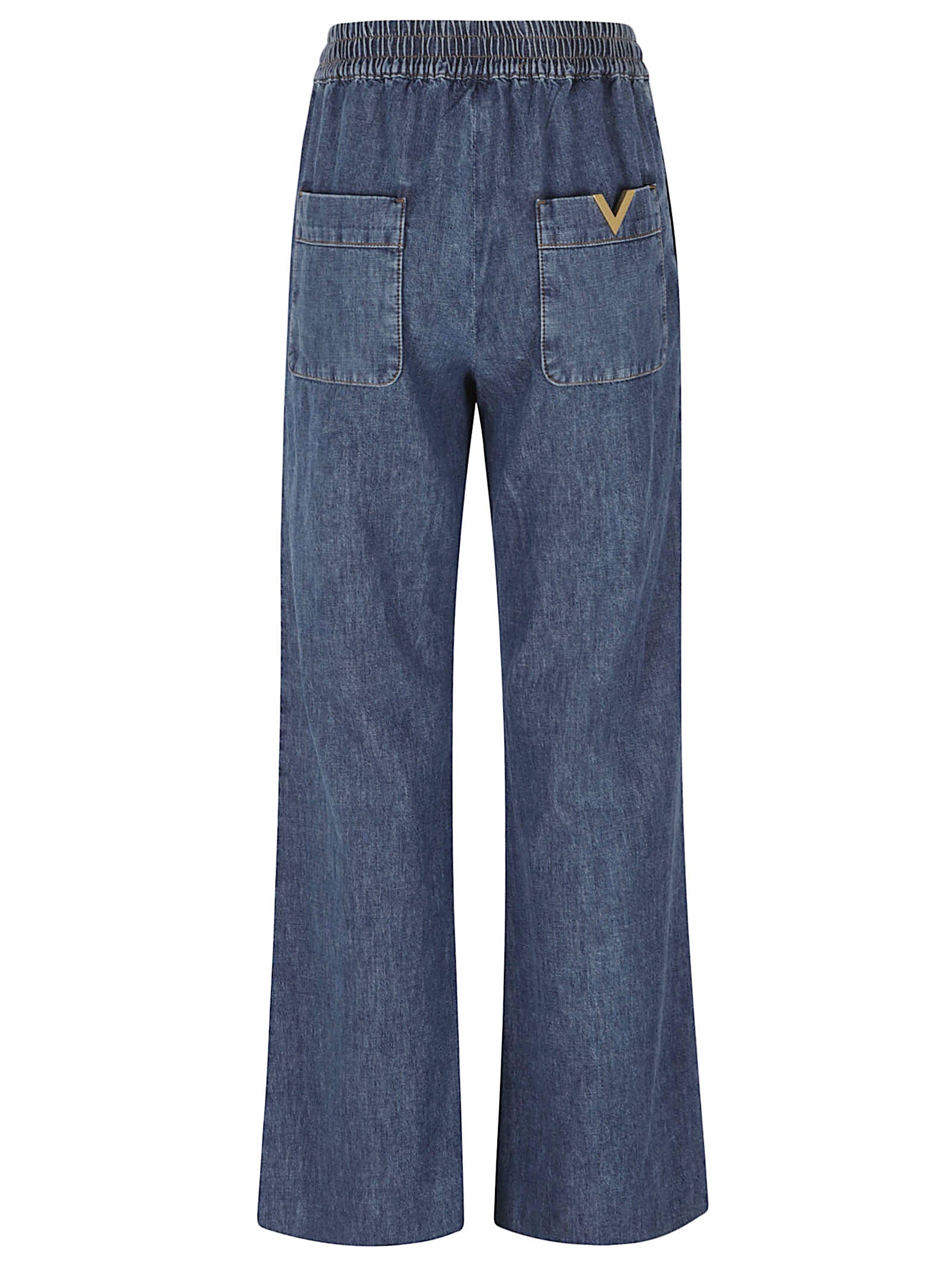 Bootcut Denim Trousers With Drawstring Waist