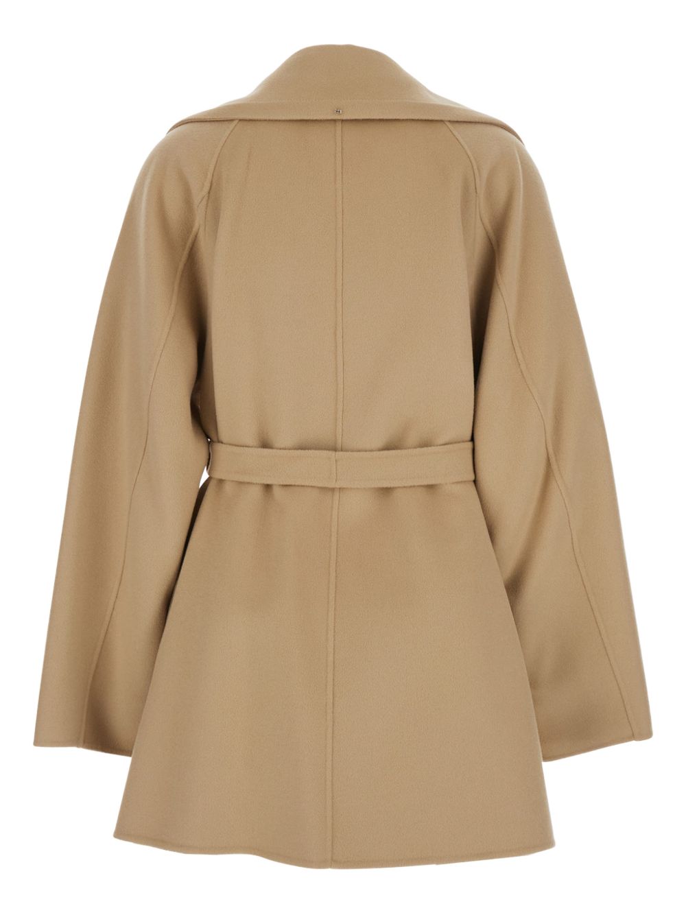 Belted Short Coat with Wide Lapel