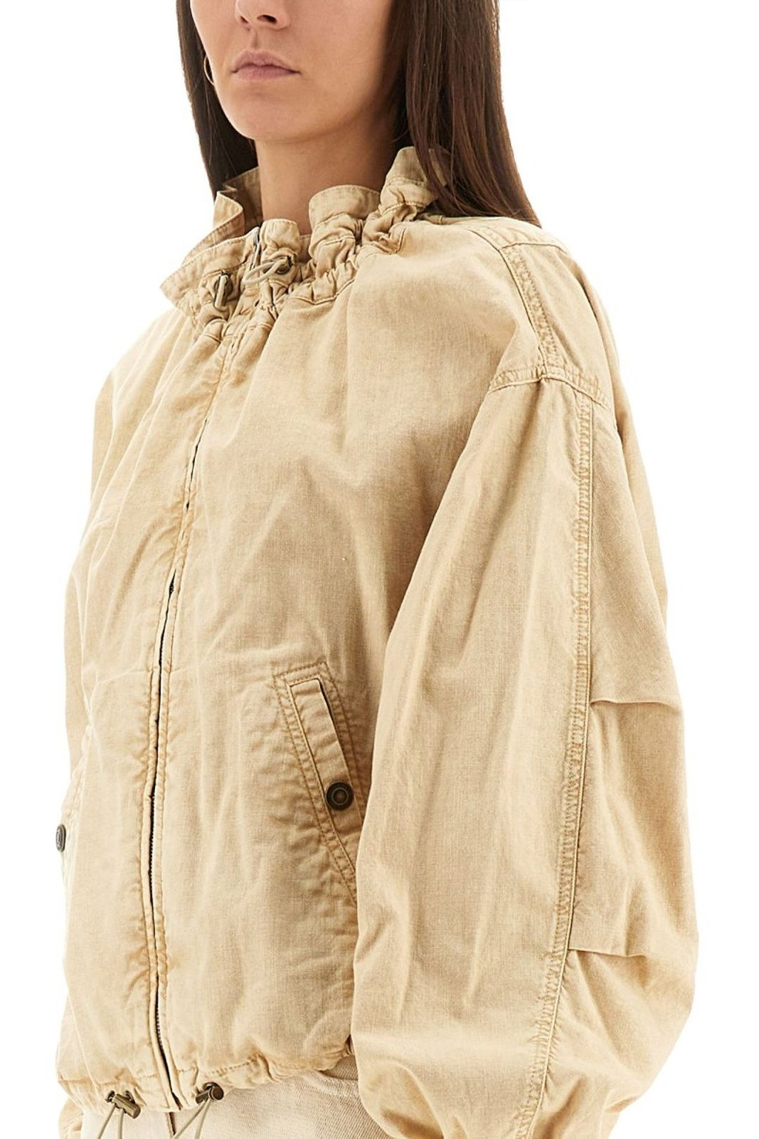Cropped Jacket with Gathered Collar
