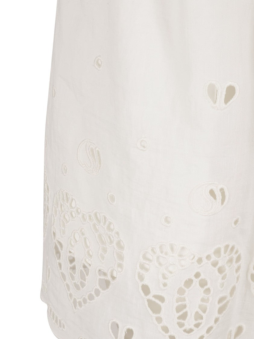 Delicate Embroidered White Shorts