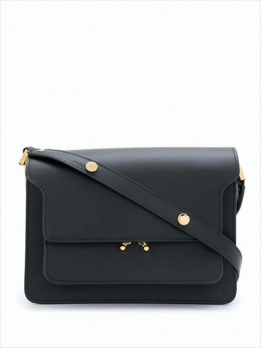 Structured Black Calf Leather Crossbody Bag
