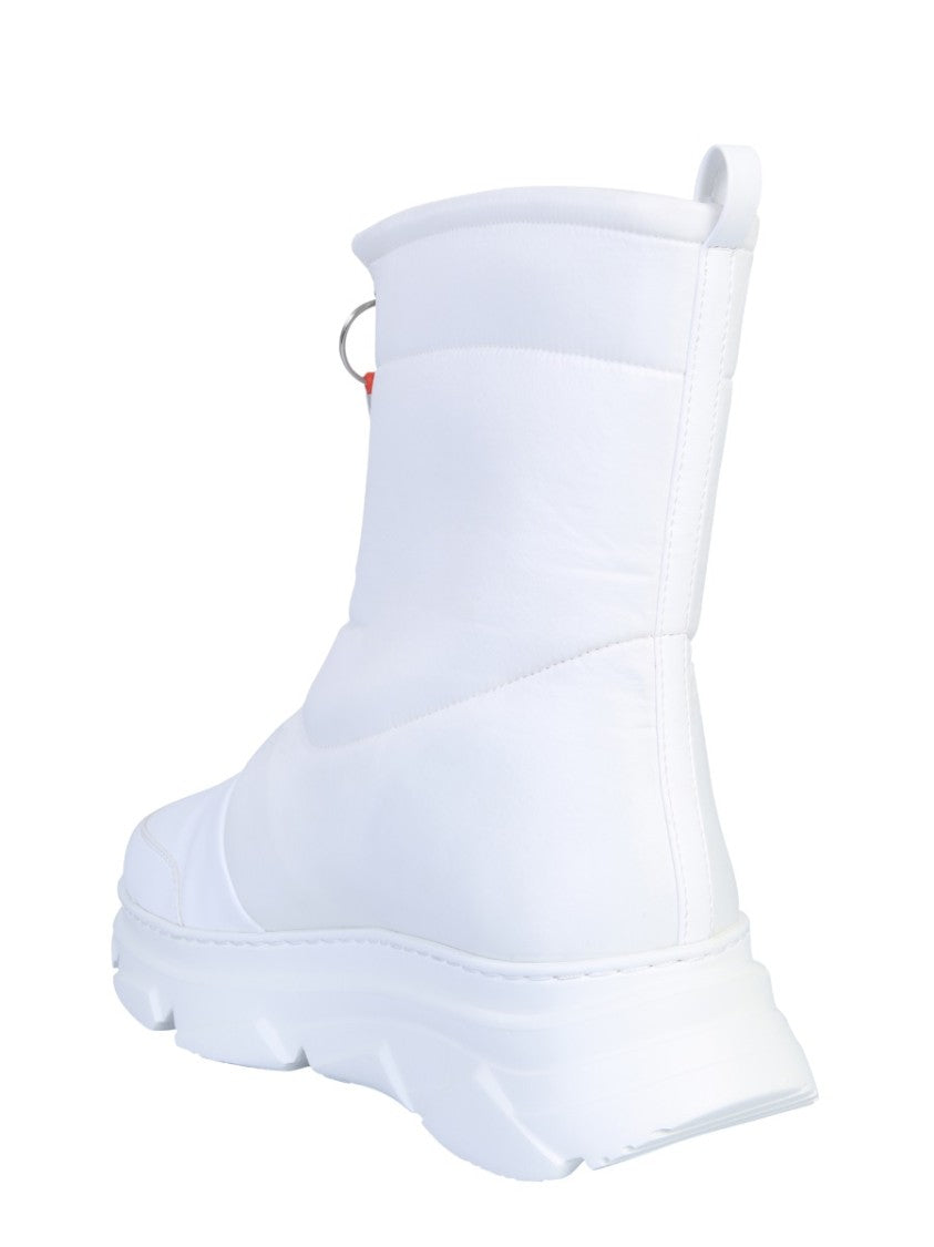 High-Top Leather Boots With Rubber Sole