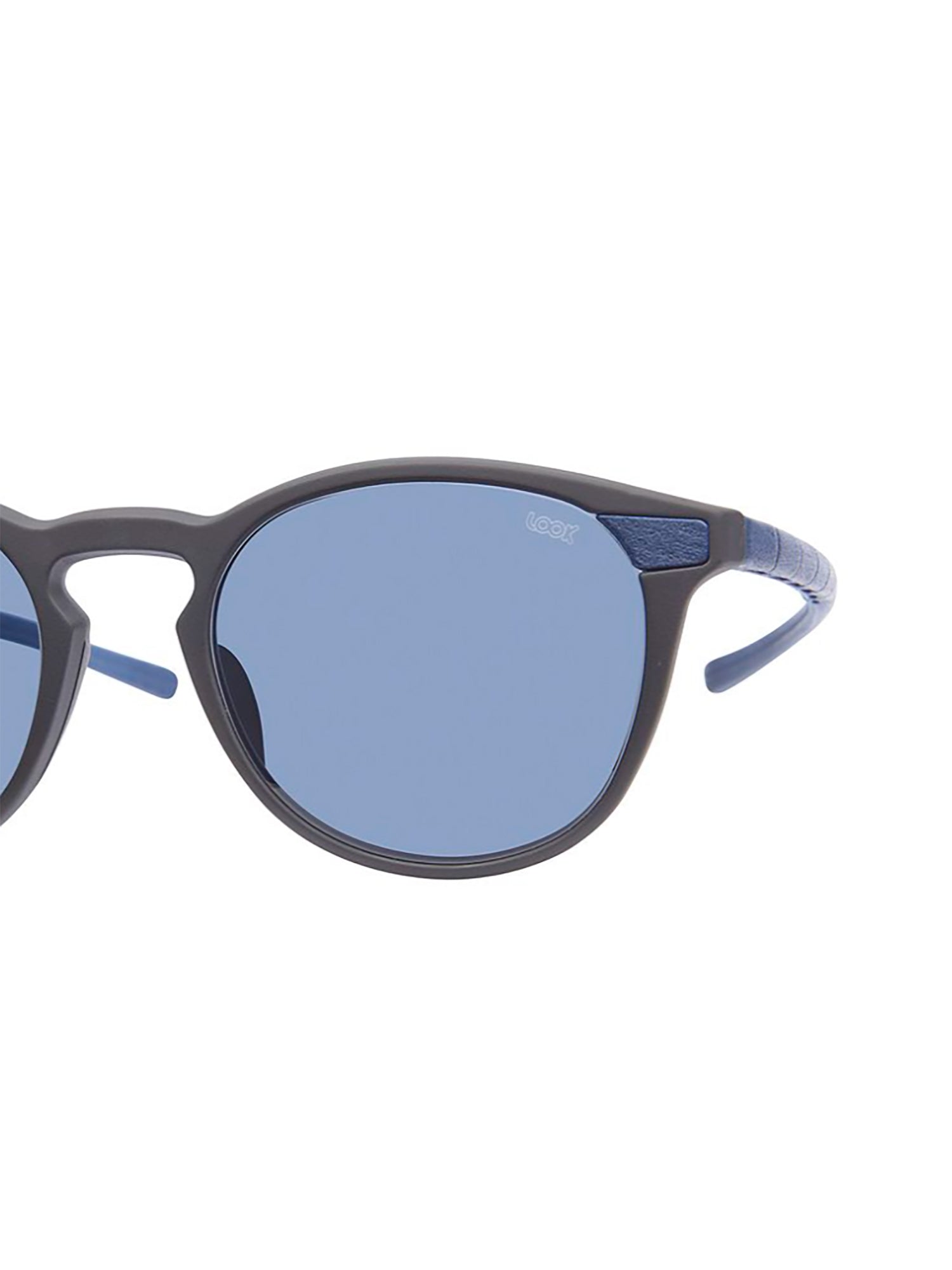 Oval-Shaped Blue Lens Sunglasses With Textured Temples
