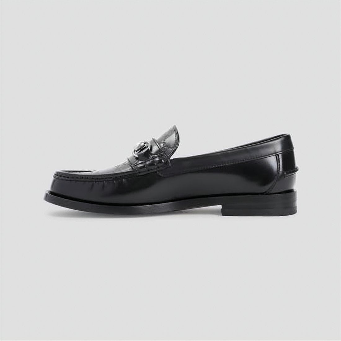 Black Leather Loafer with Horsebit Detail