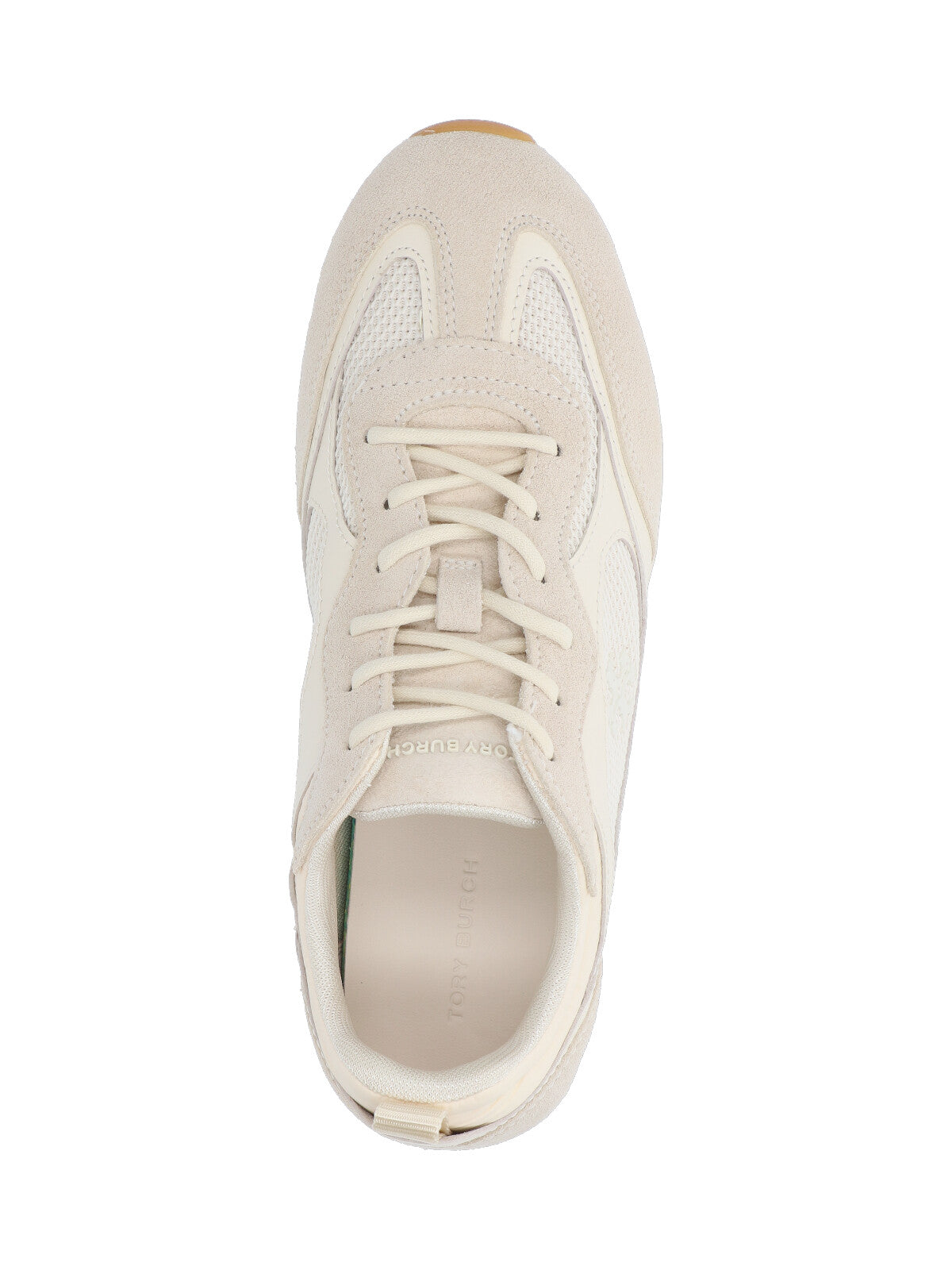 Cream Suede And Mesh Sneakers