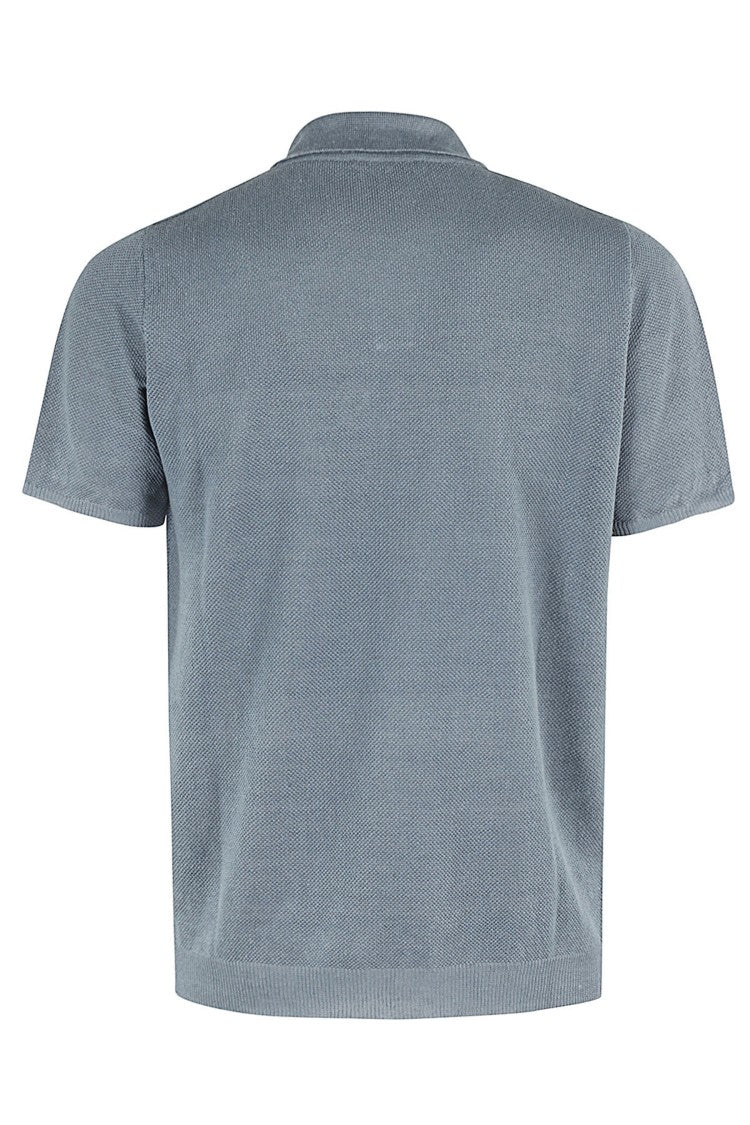 Pique Stitch Denim Polo Shirt With Classic Collar