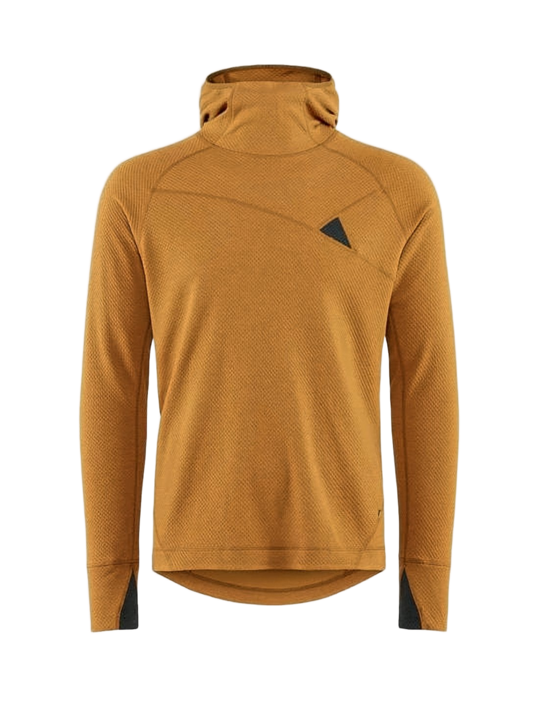 Textured Brown Hooded Sweatshirt with High Neck