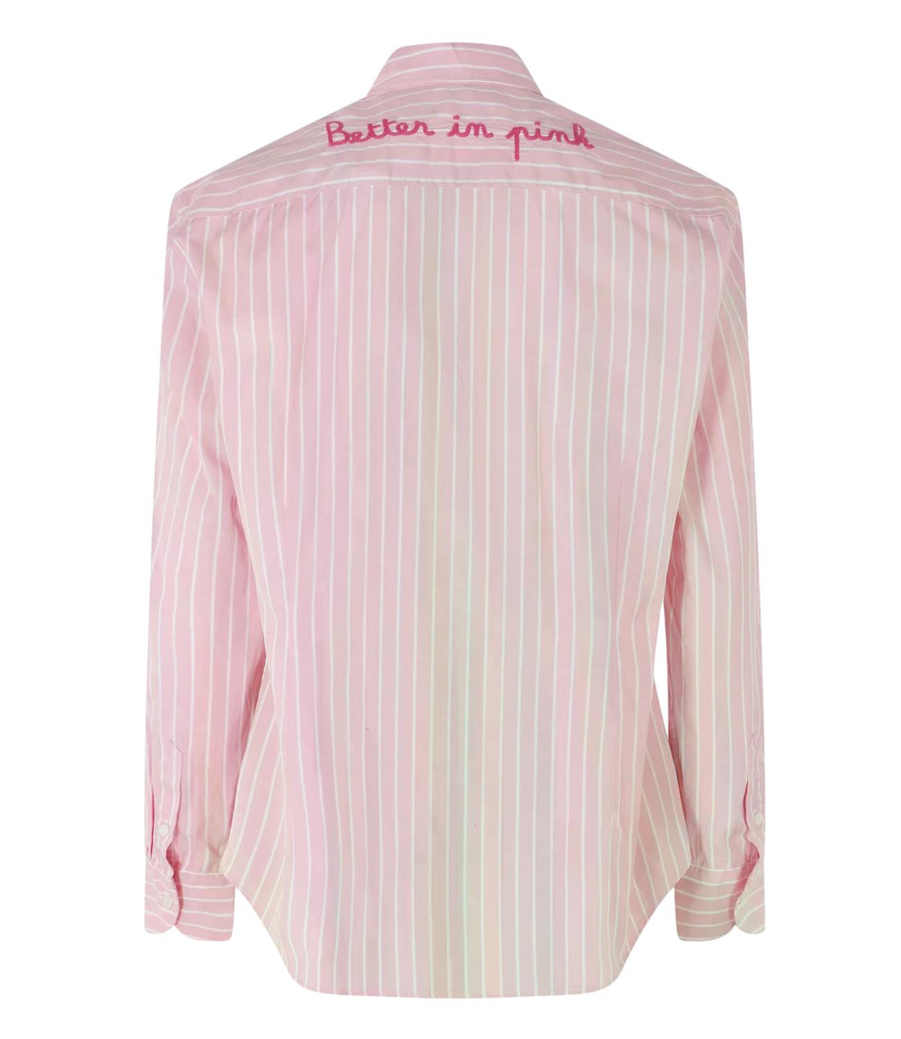 Vertical Striped Button-Up Shirt with Embroidered Detail