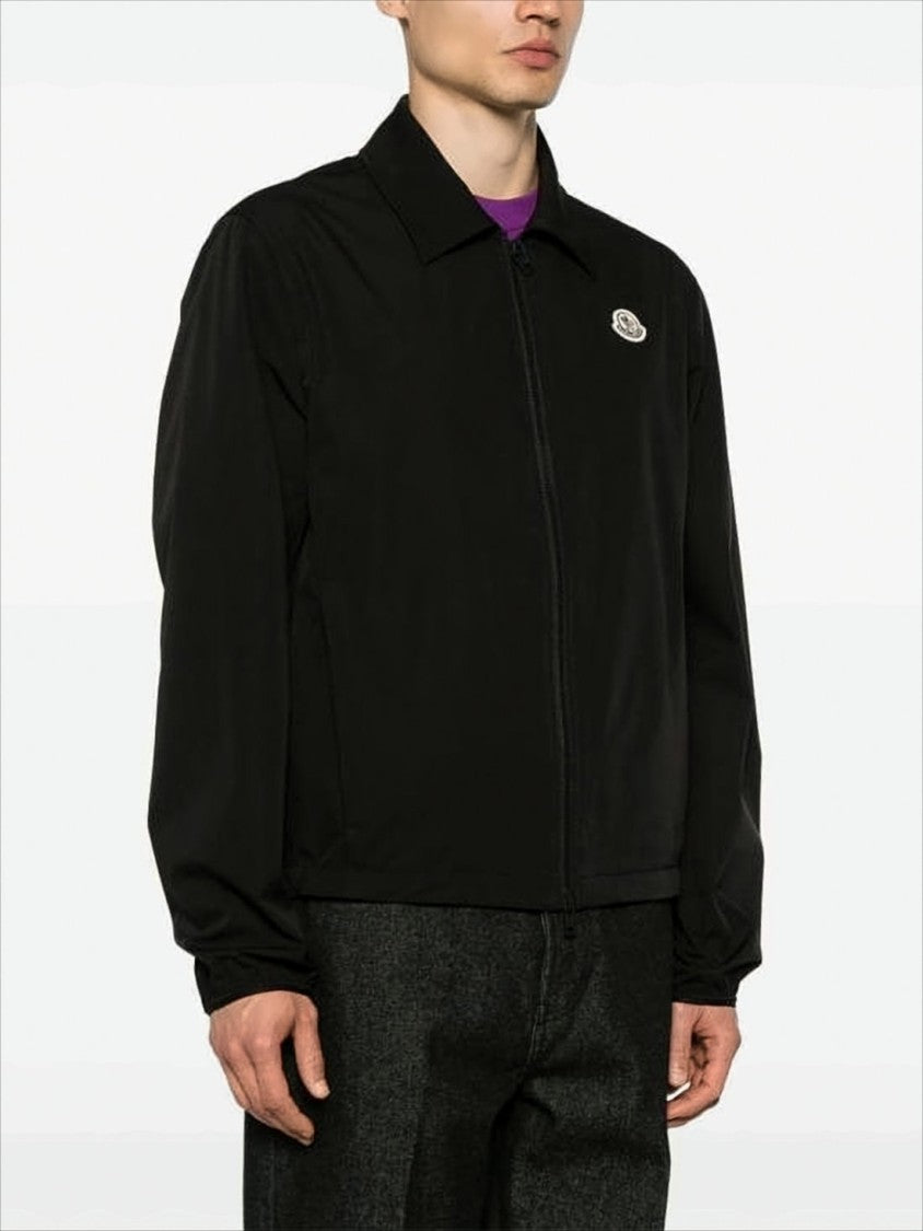 Minimalist Black Bomber Jacket With Elastic Details