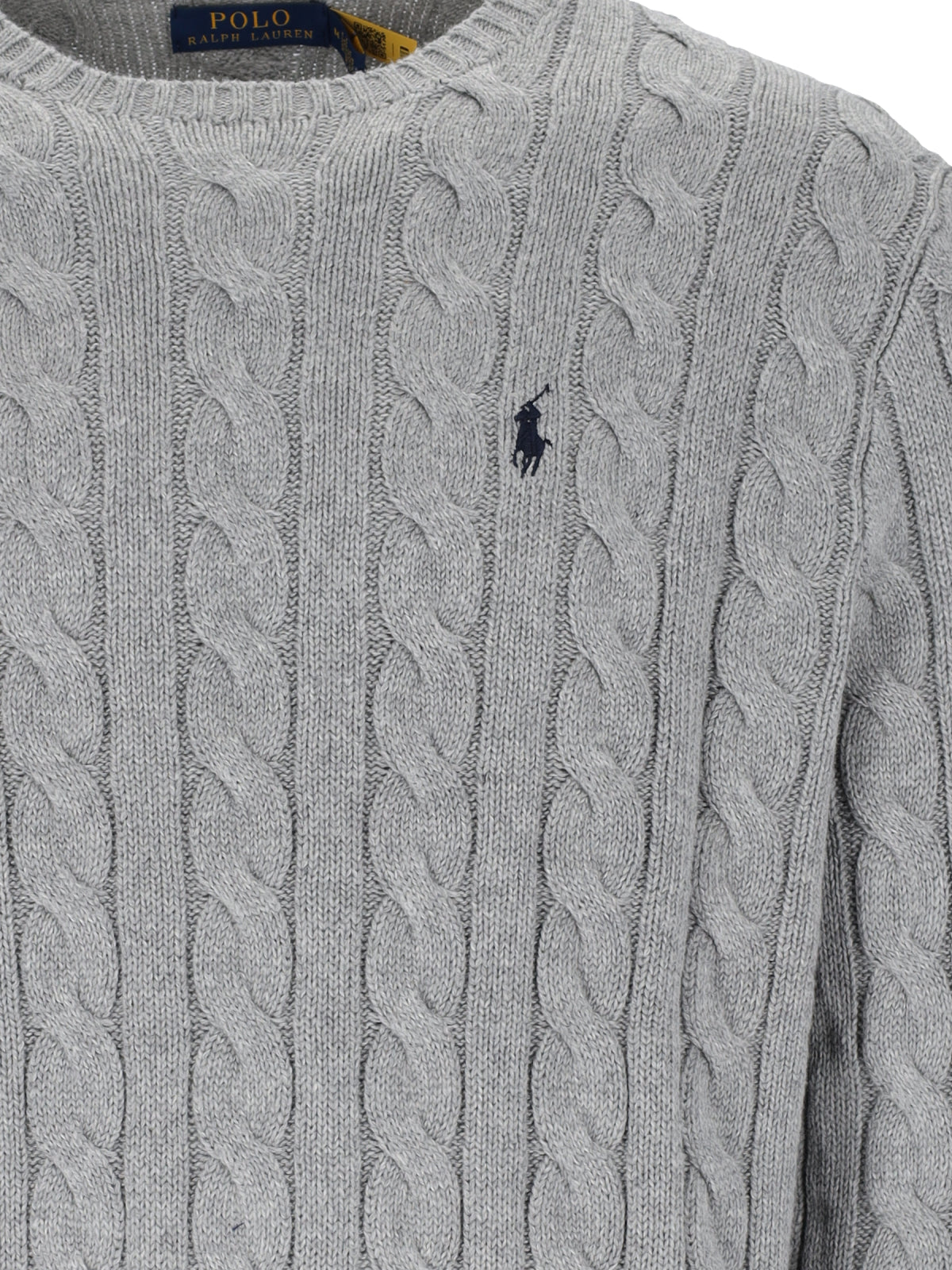 Grey Textured Knit Crewneck Sweater