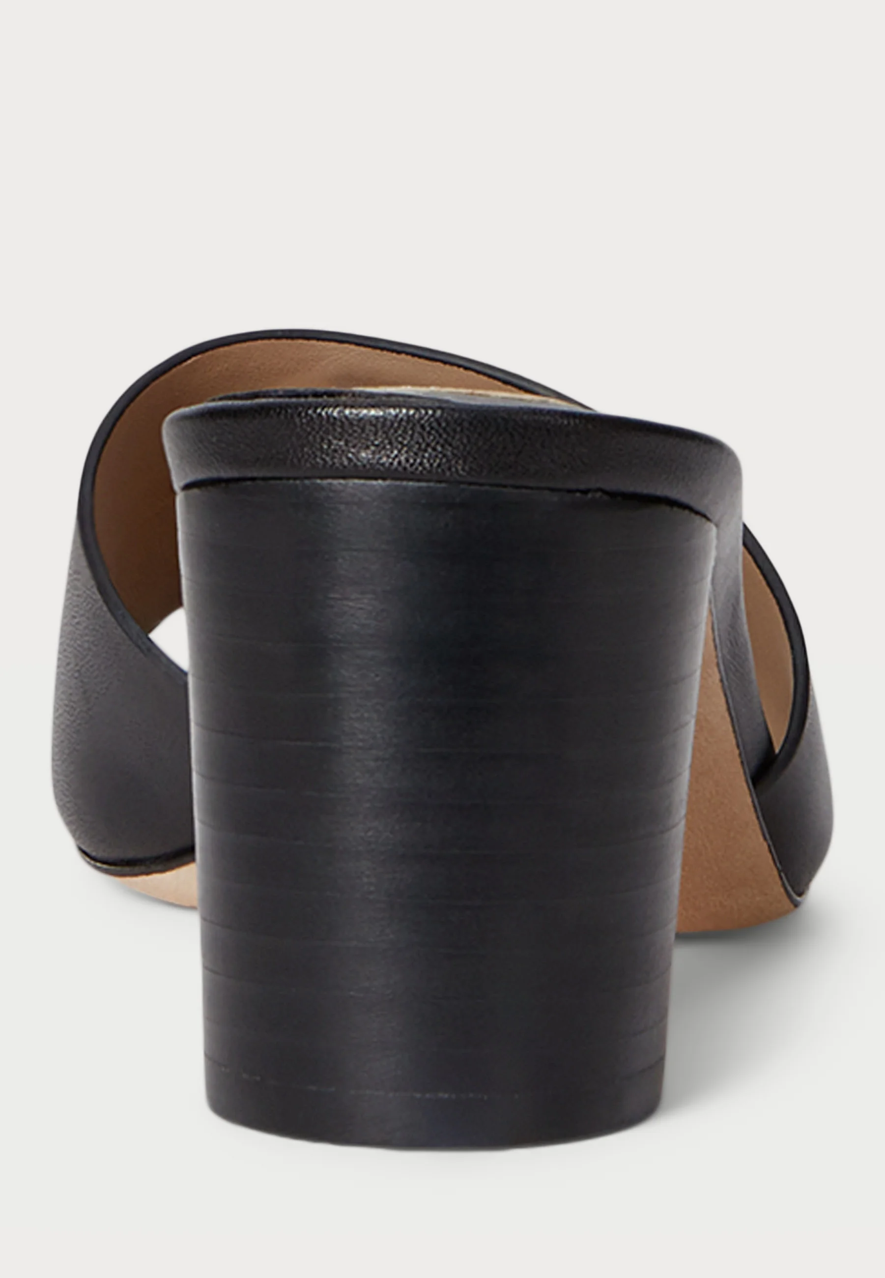 Black Everley Heel Smooth Leather Sandals