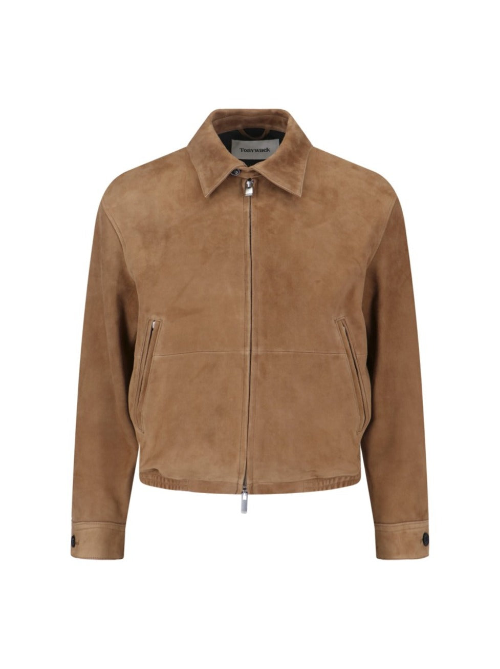 Suede Blouson With Classic Collar And Zippered Pockets