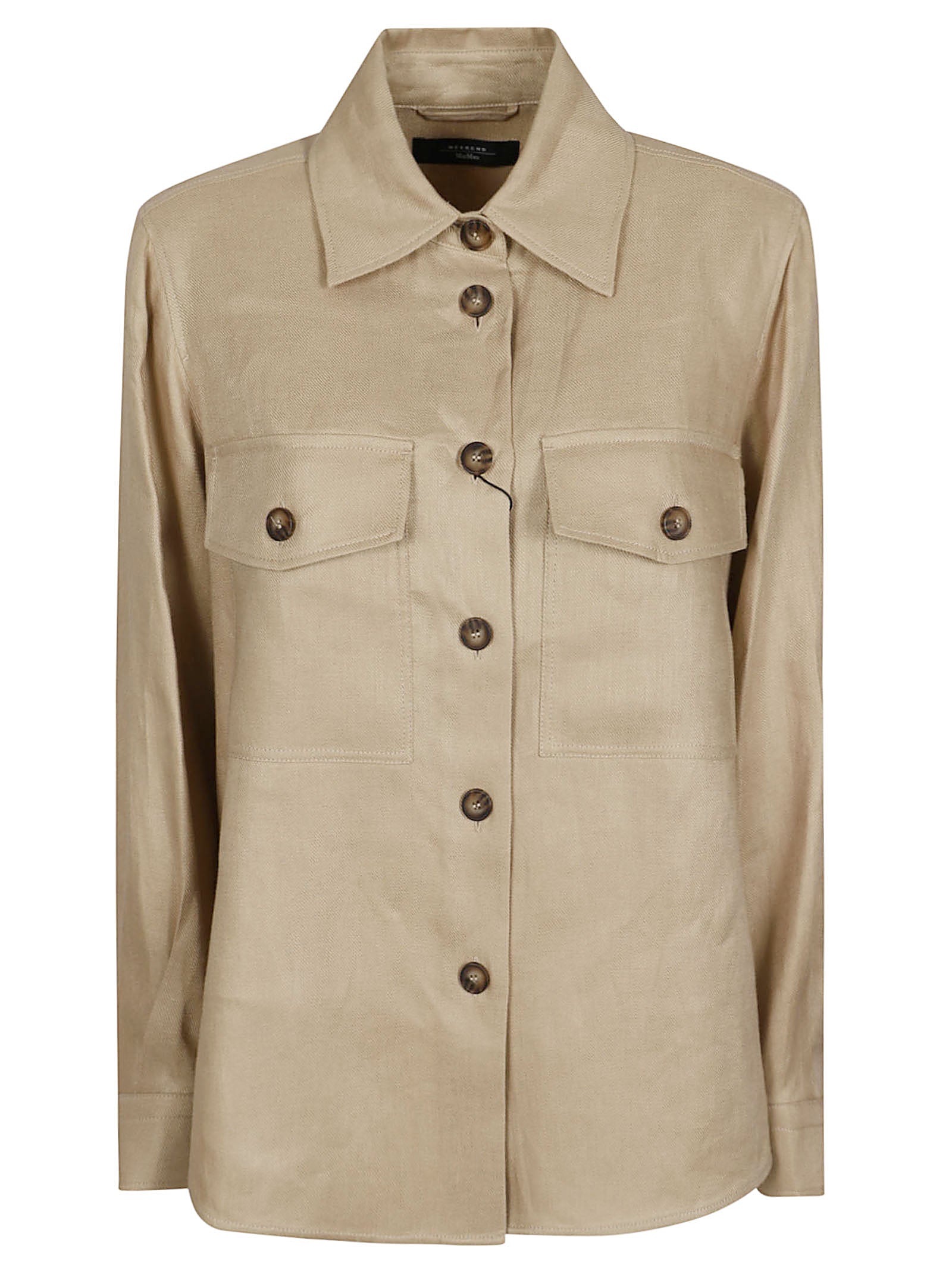 Relaxed Fit Linen Jacket with Classic Collar and Flap Pockets