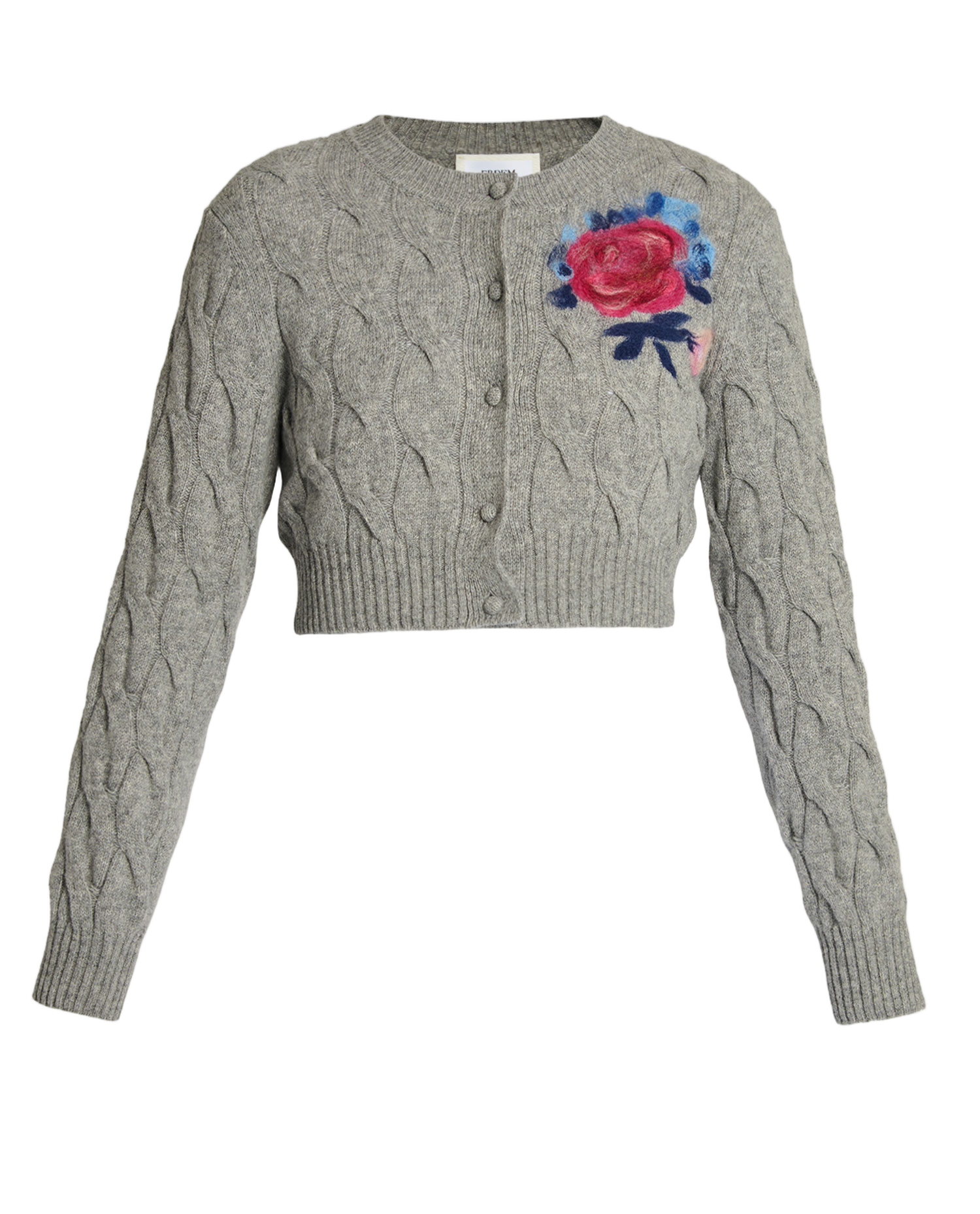 Cropped Cable Knit Cardigan