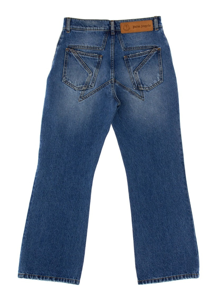 Star-Inlaid Patchwork Denim Jeans