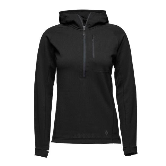 Black Diamond Long-Sleeve Activewear Top With Half-Zip And Hood