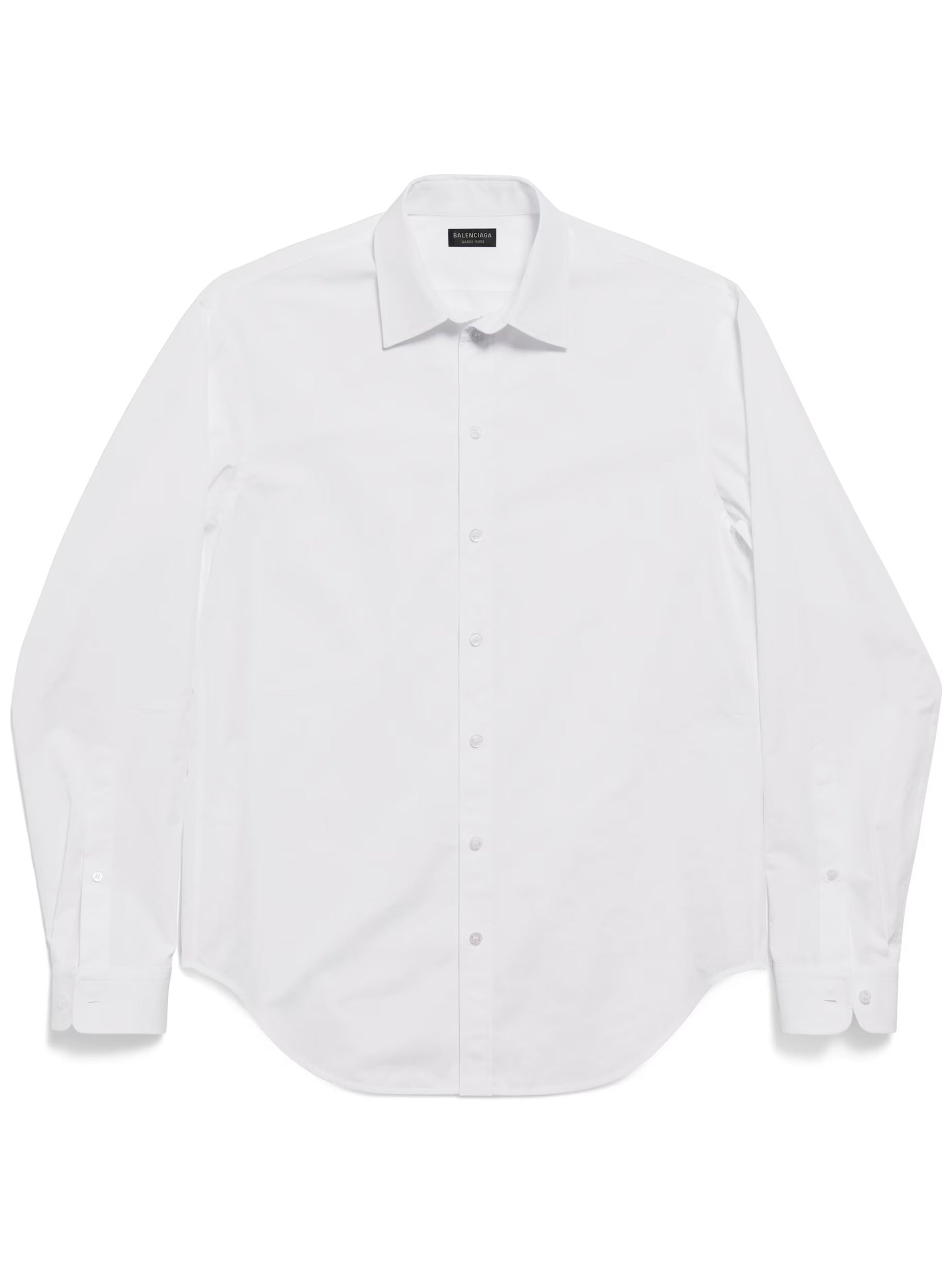 White Standard Pointed Collar Cotton Shirt