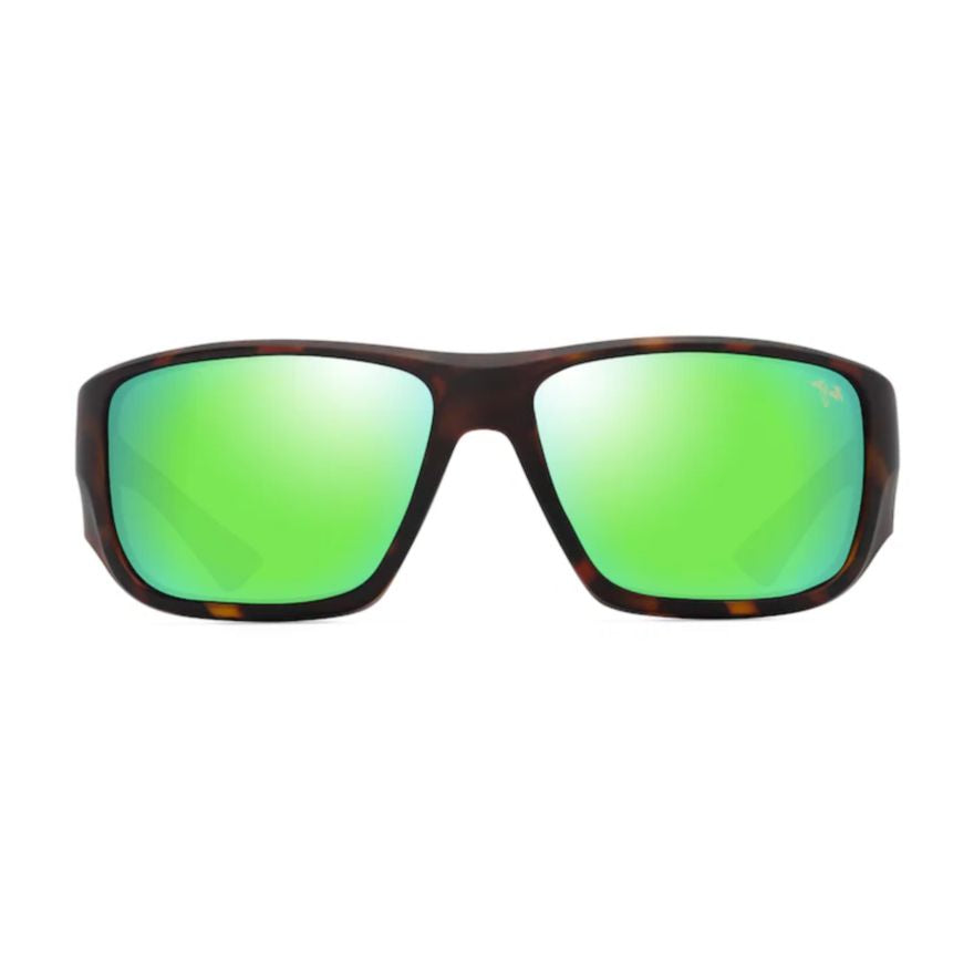 Keha Rectangular Tortoiseshell Sunglasses with Green Mirrored Lenses