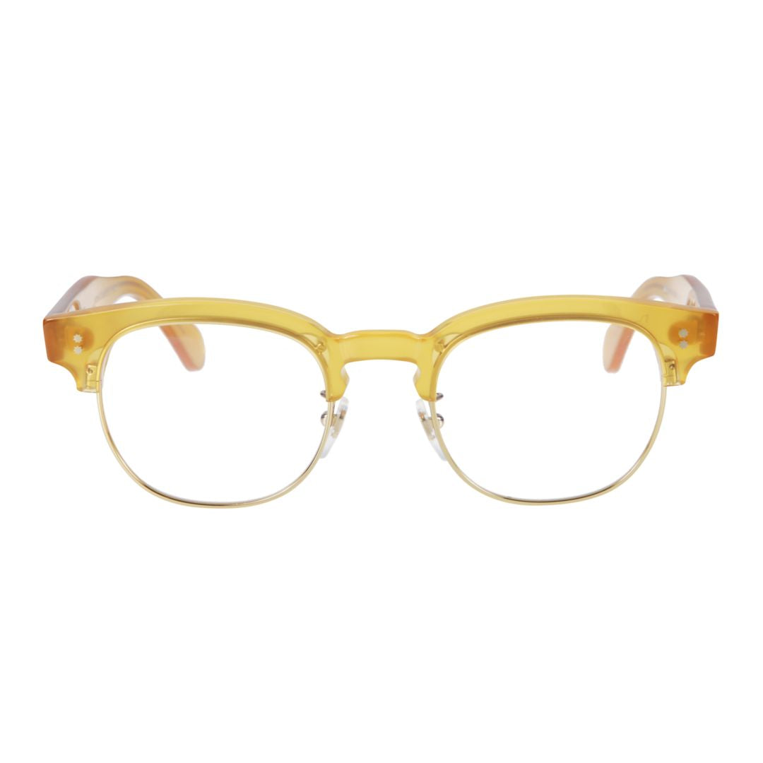 Woody Cm Translucent Amber-Yellow Browline Eyeglasses