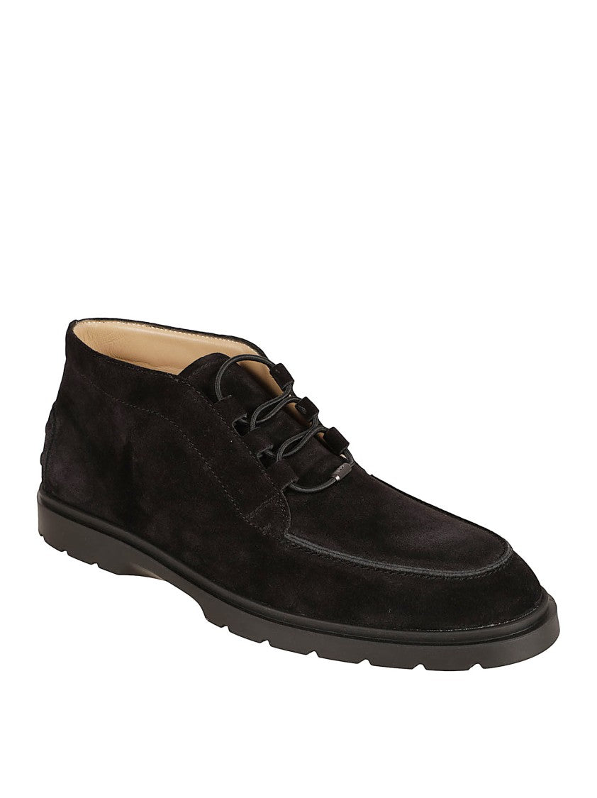 Suede Ankle Boot With Elastic Drawstring