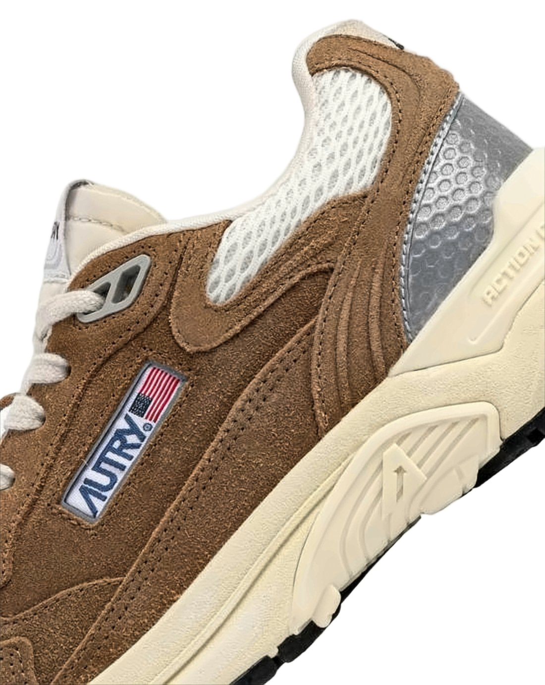 Layered Design Suede and Mesh Sneakers