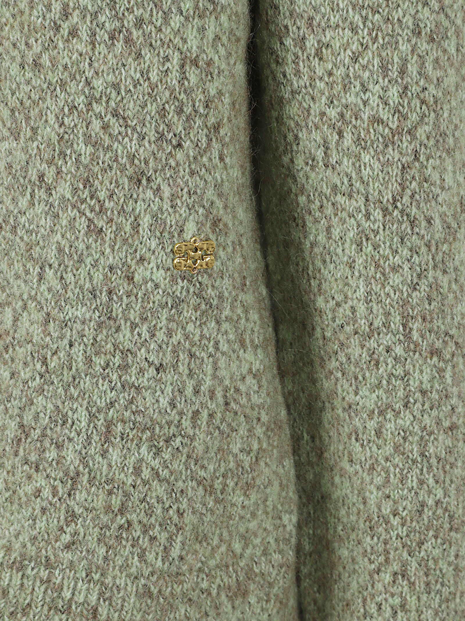 Textured Knit Sweater With Overlapping Collar