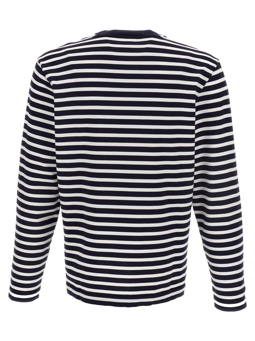 Horizontal Striped Long-Sleeve T-Shirt With Embroidered Fox Emblem
