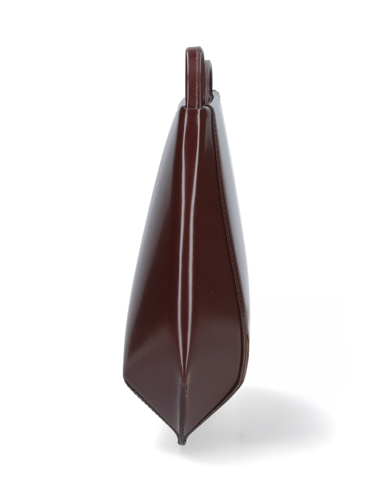 Glossy Brown Loge Leather Shoulder Bag