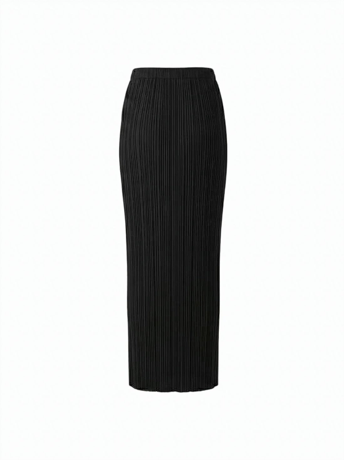Midi Skirt with Vertical Pleats and Elastic Waistband