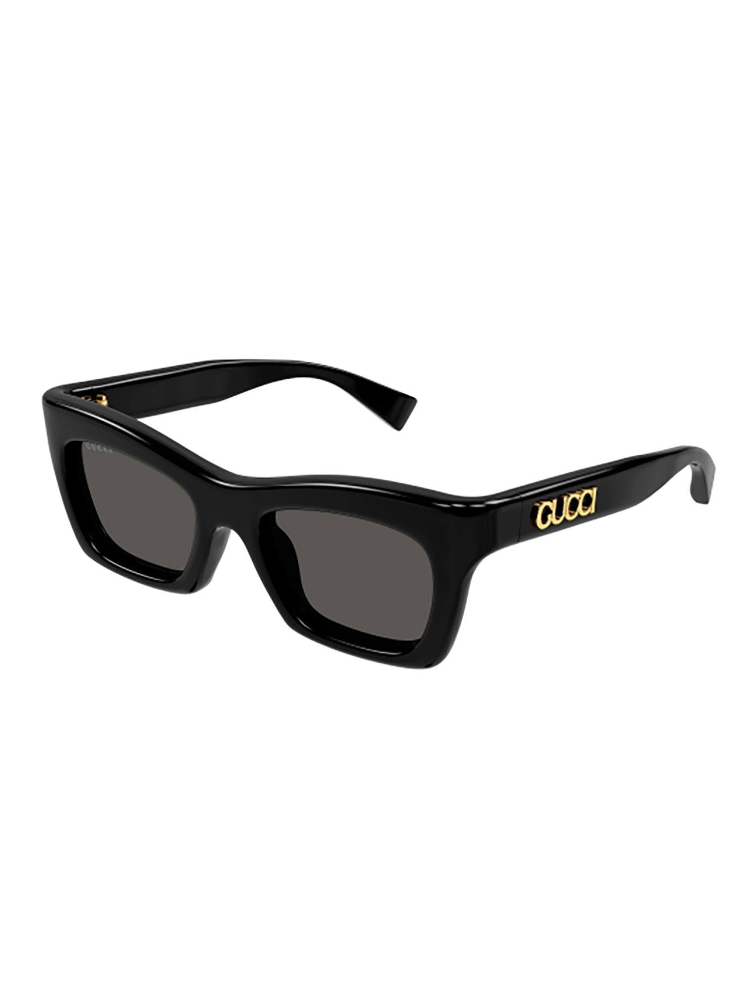 Angular Black Frame Sunglasses with Glossy Finish