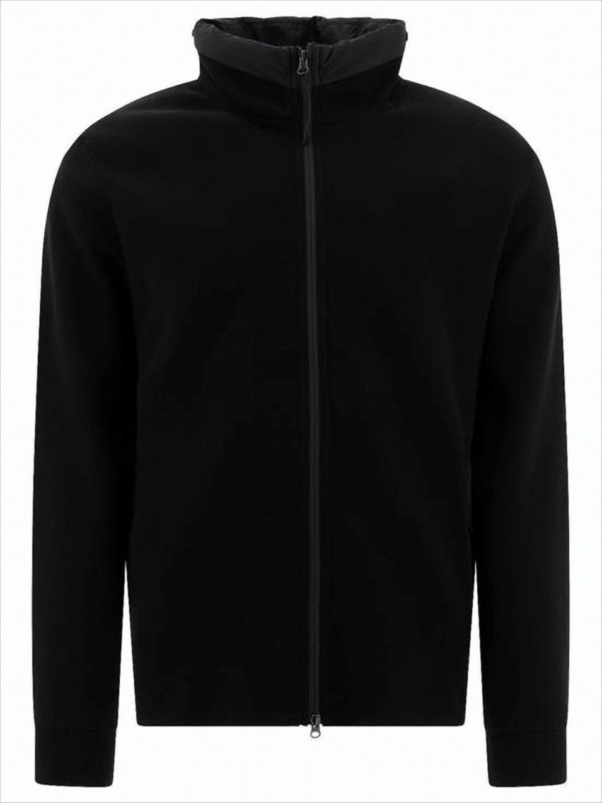 Minimalist Black Jacket With High Collar And Full Zipper