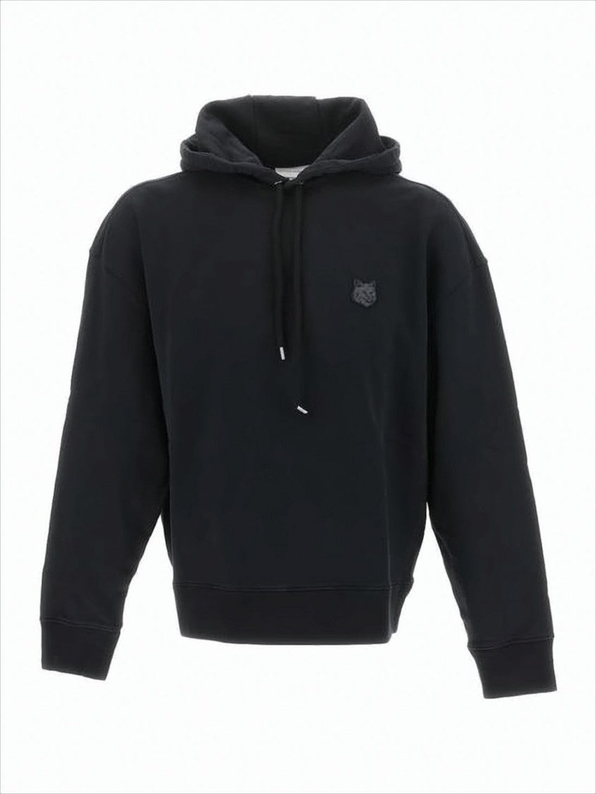 Relaxed Fit Black Cotton Hoodie With Embroidered Logo