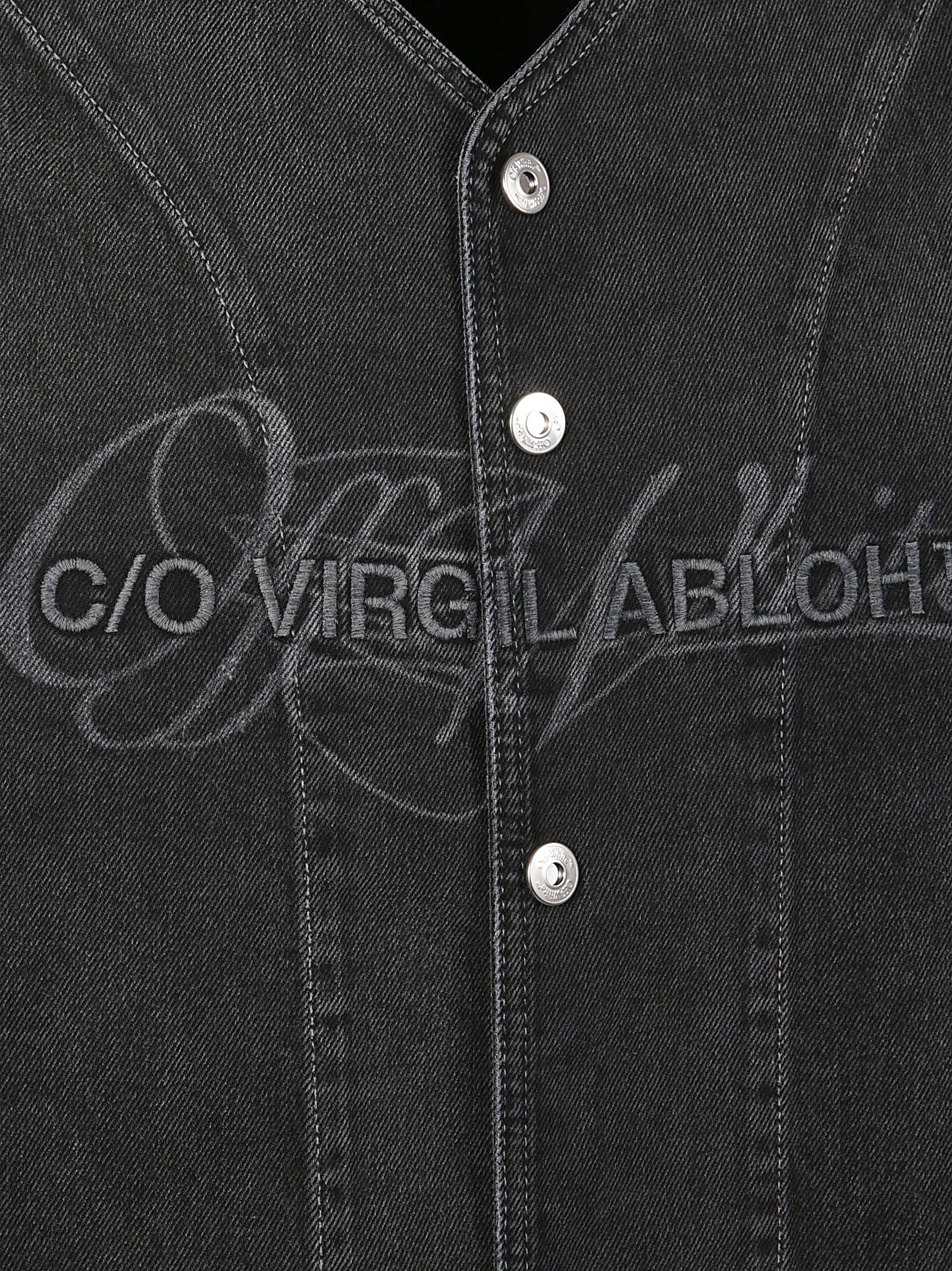 Short-Sleeved Denim Shirt With V-Neckline