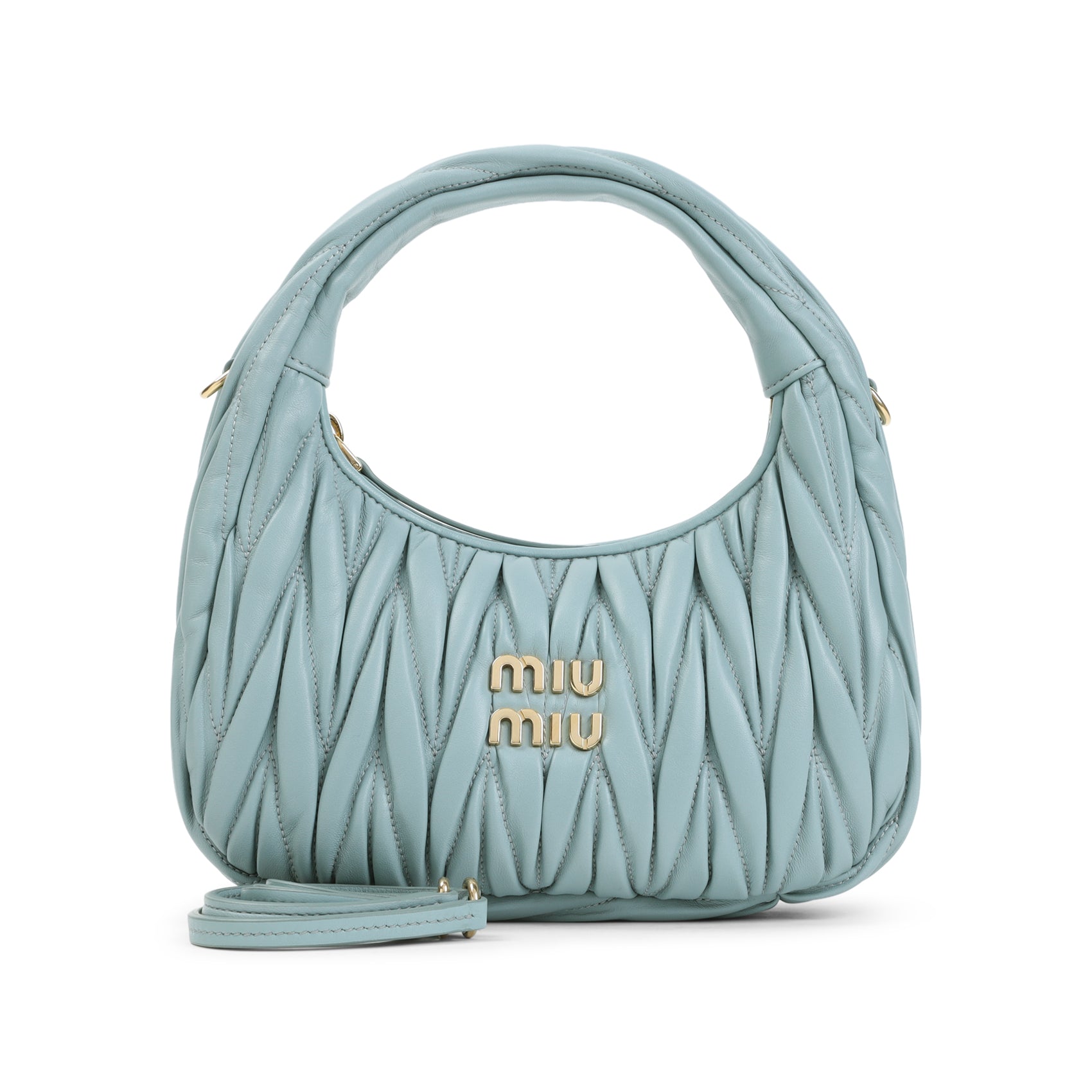 Quilted Light Blue Lamb Leather Handbag