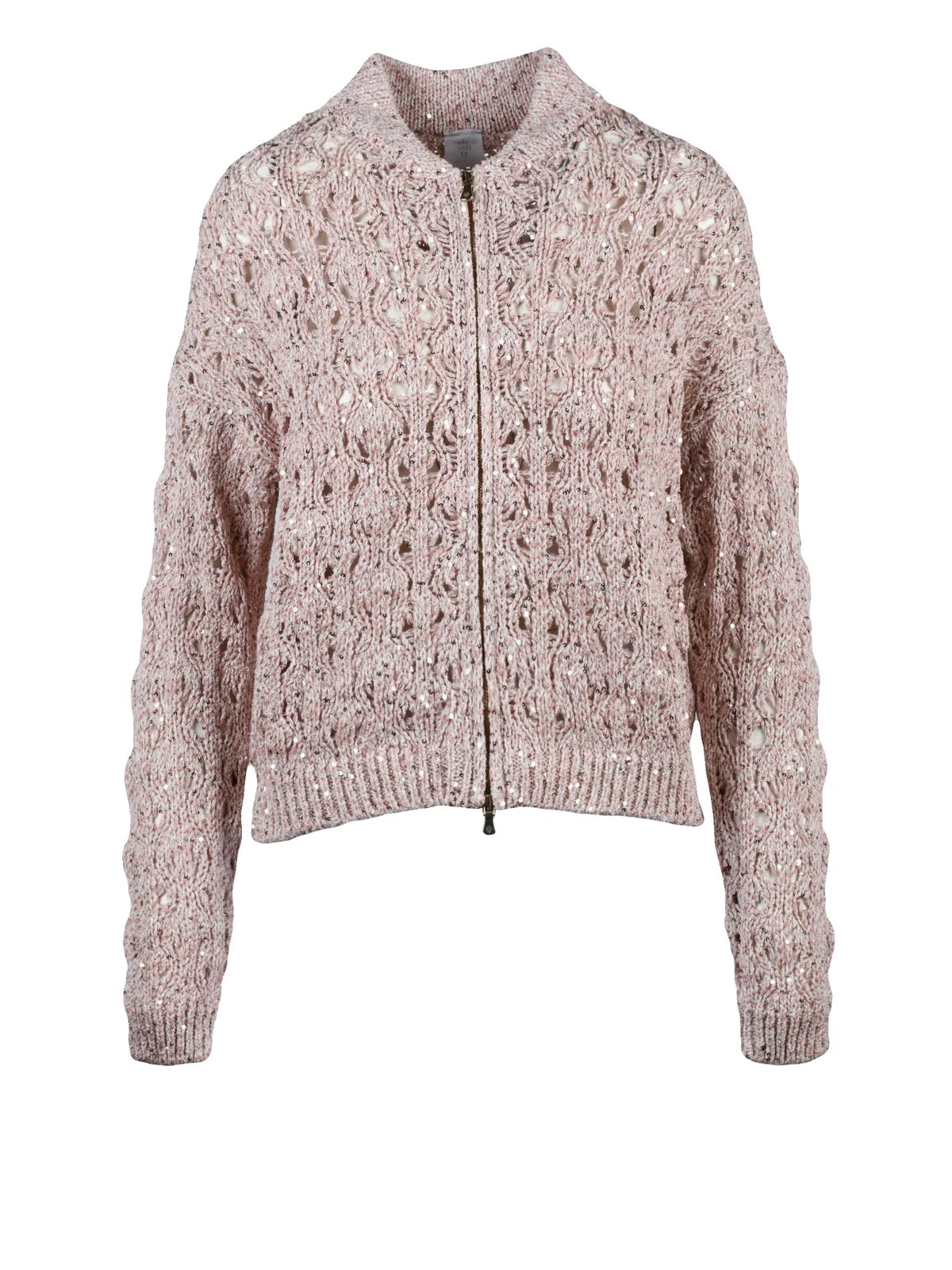 Pink Cotton Polyamide Polyester Zip Cardigan