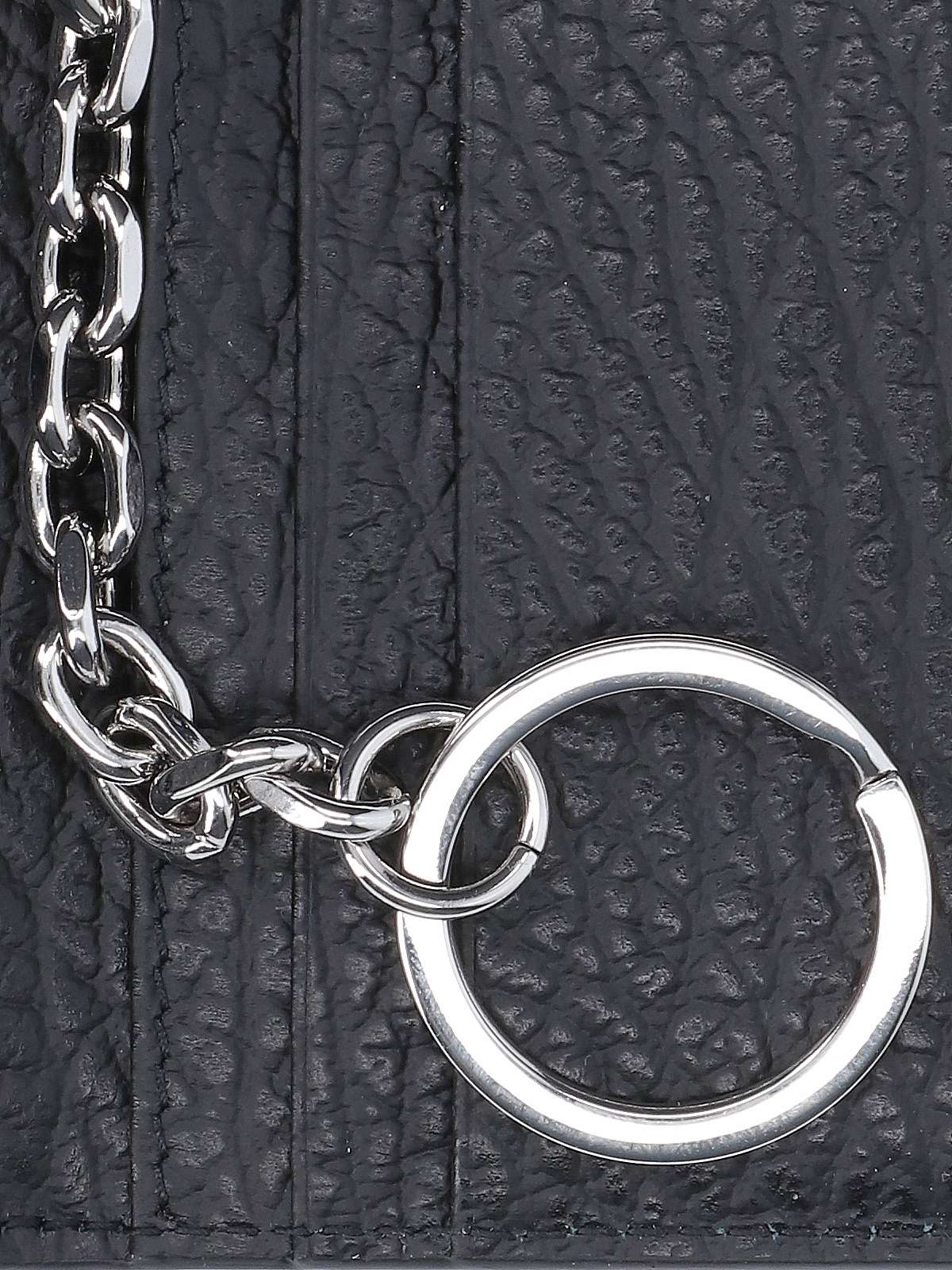 Black Calfskin "Four Stitches" Key Ring