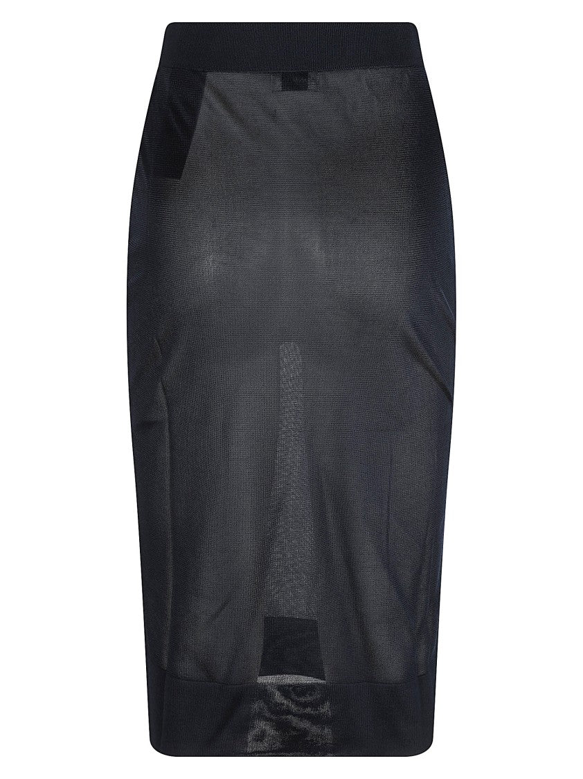 Fitted Black Skirt With High Waistband