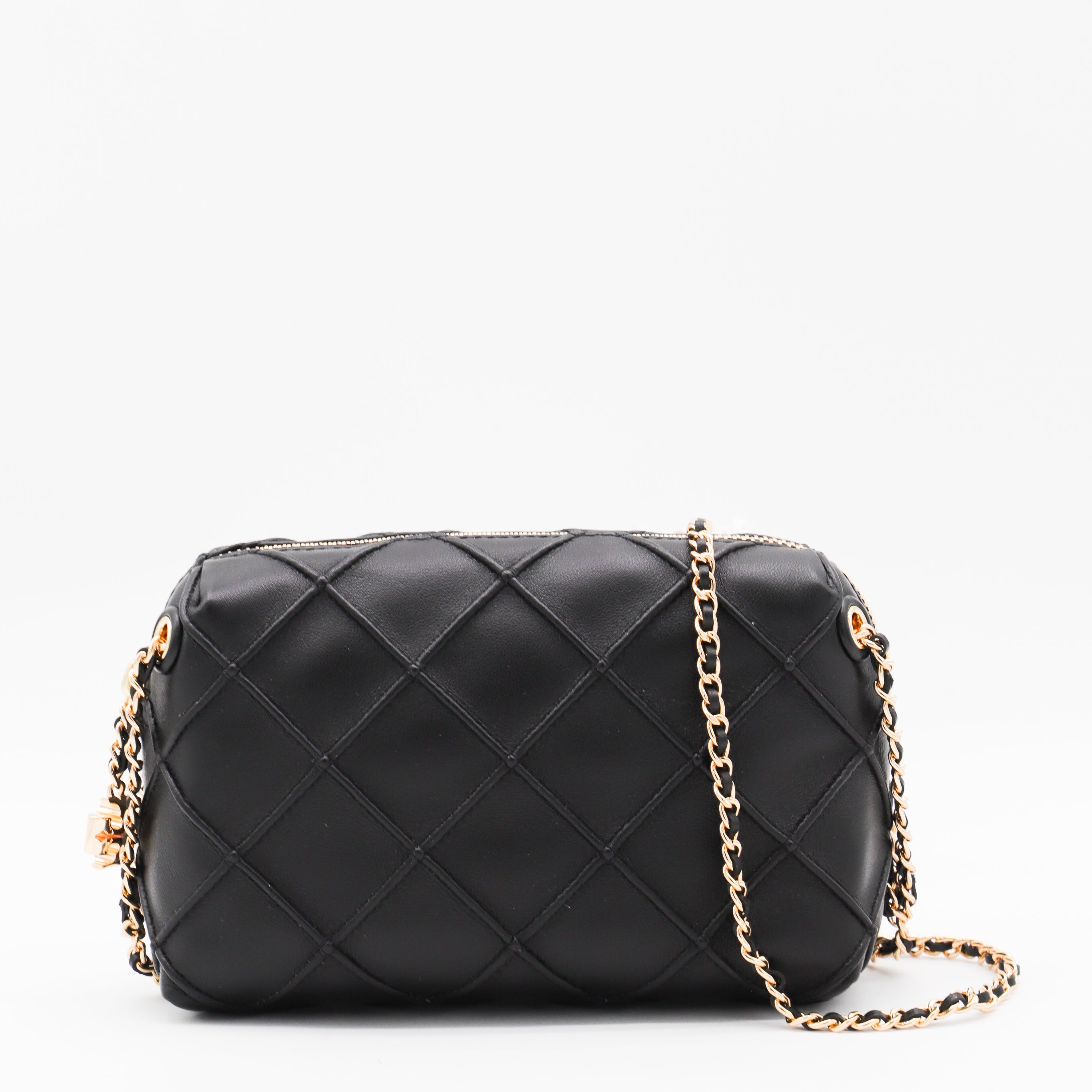 Black Leather Fleming Crossbody Bag