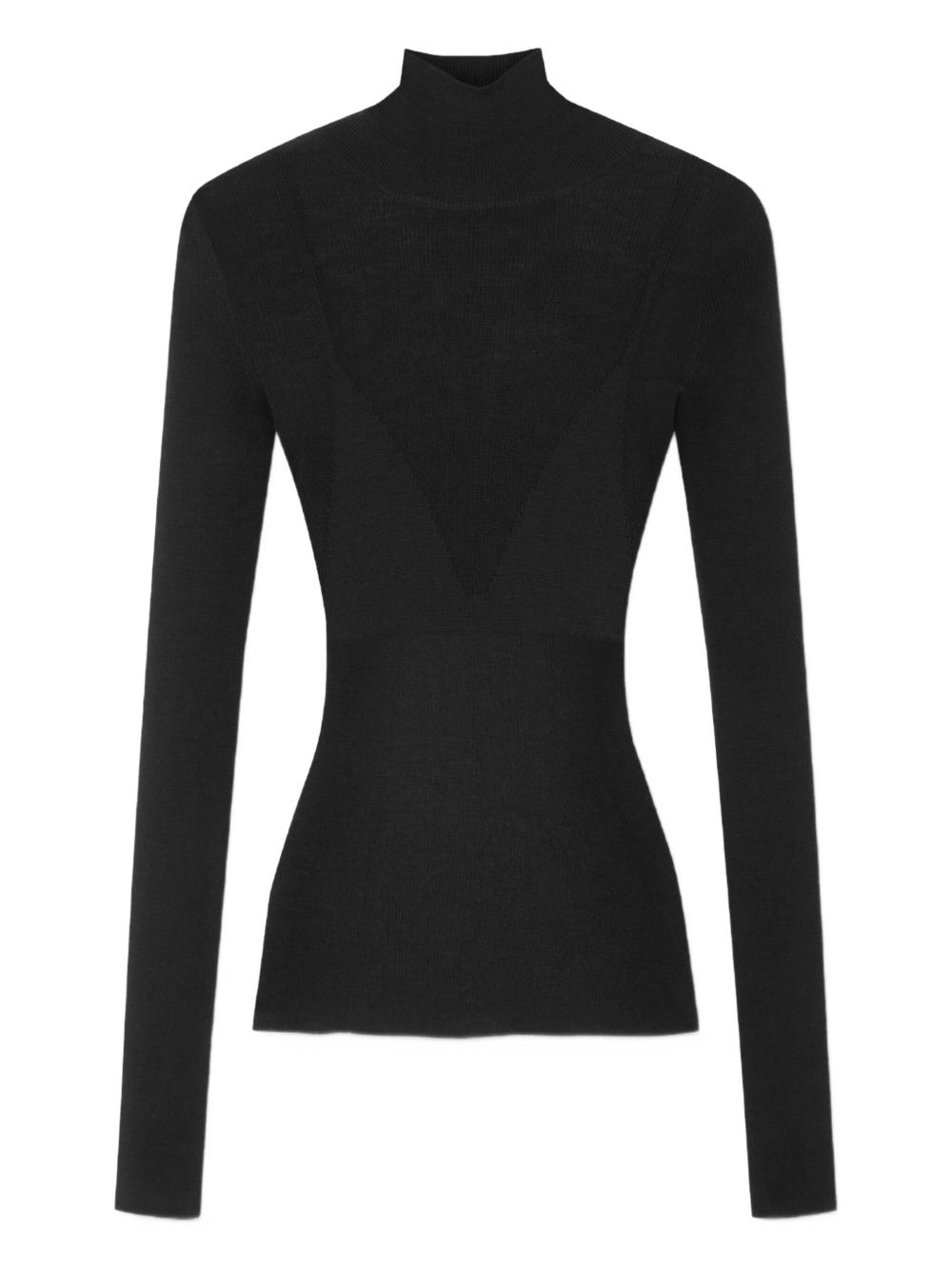 Fitted Long-Sleeved Ribbed Knit Top