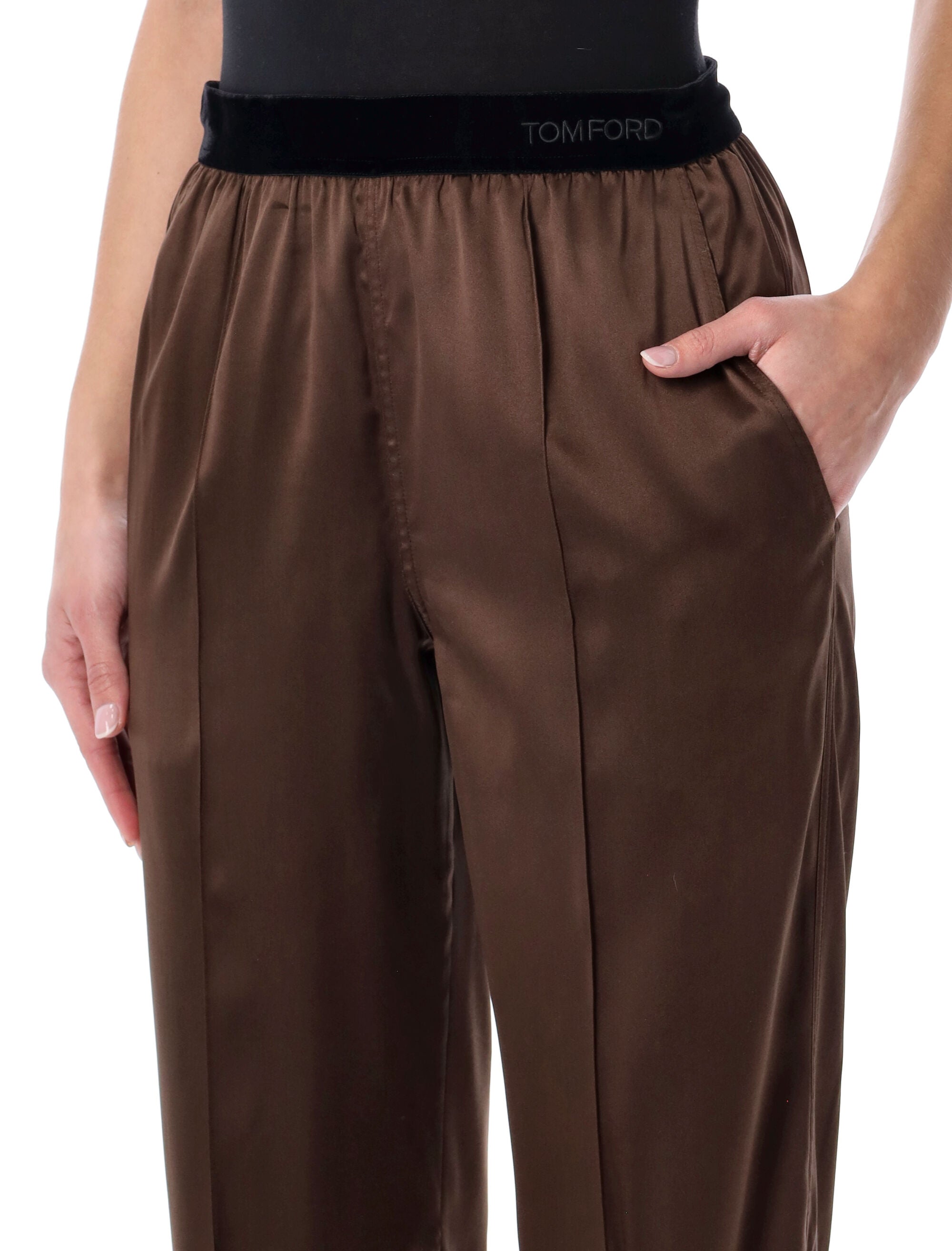 Stretch Silk Satin Pj Pants