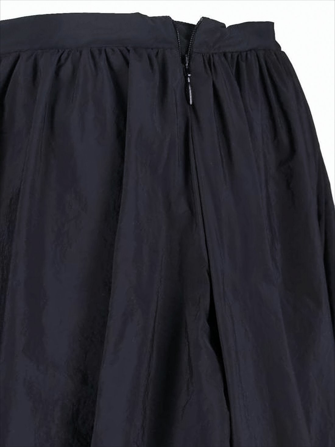 Asymmetrical Black Midi Skirt with Gathered Waistband