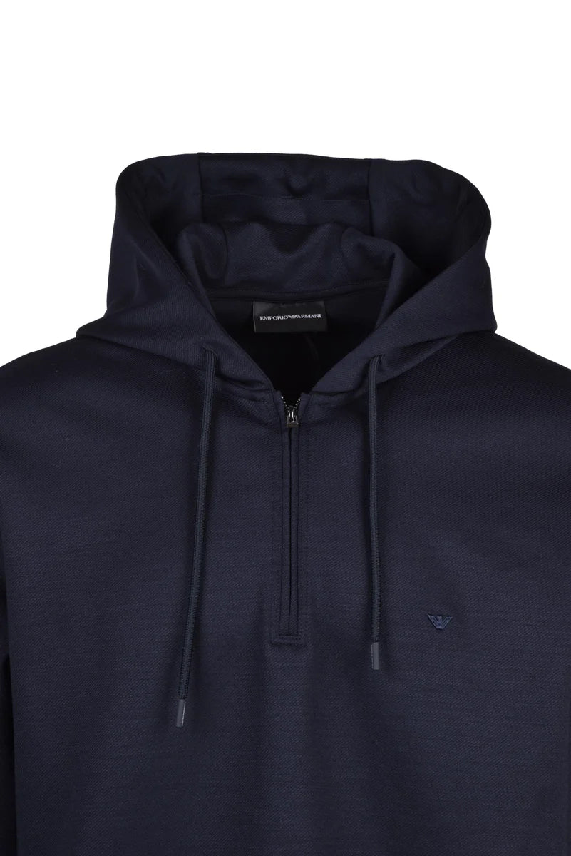 Hooded Sweatshirt Polyester Wool Stretch - Blue