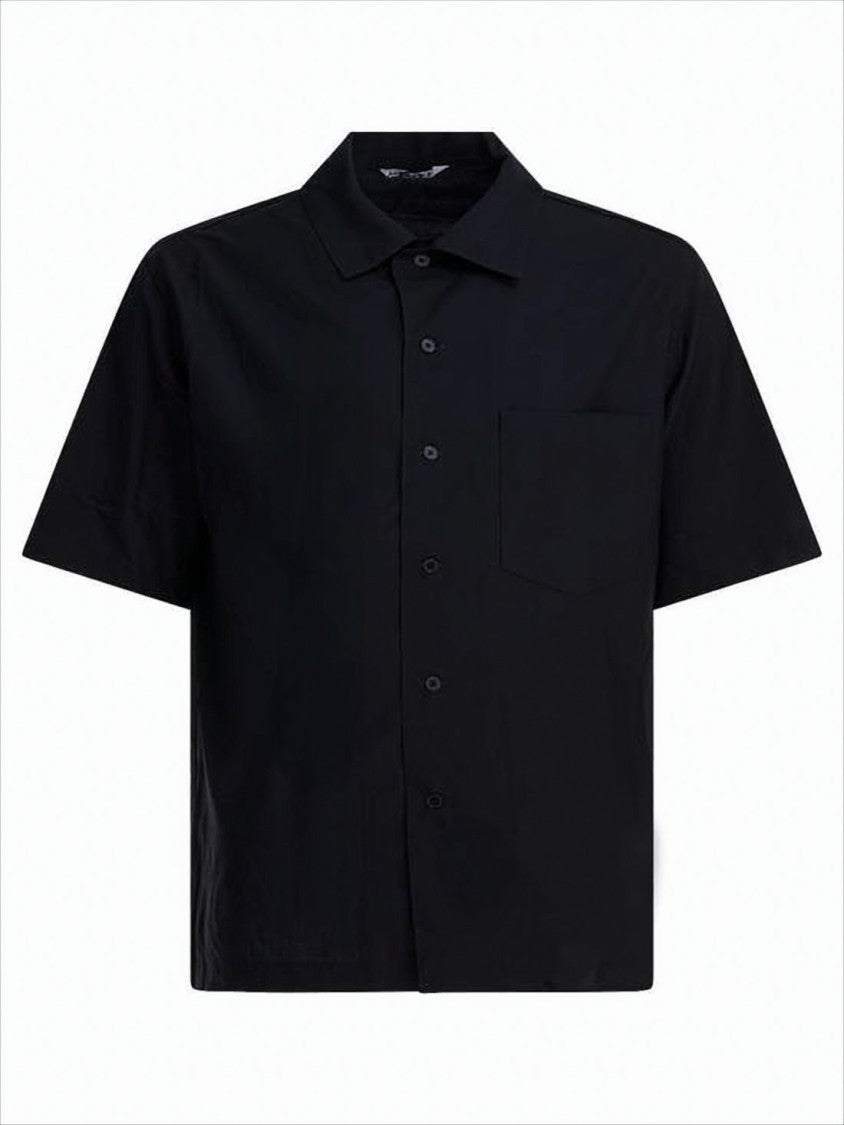 Classic Black Wool Short-Sleeved Shirt