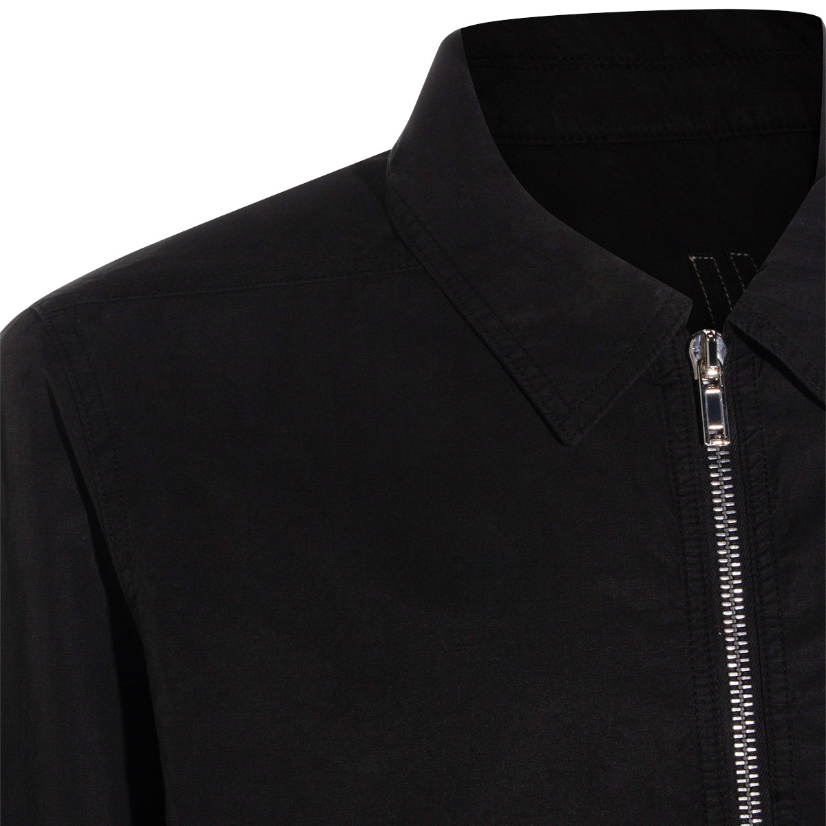 Black Zip-Front Casual Jacket