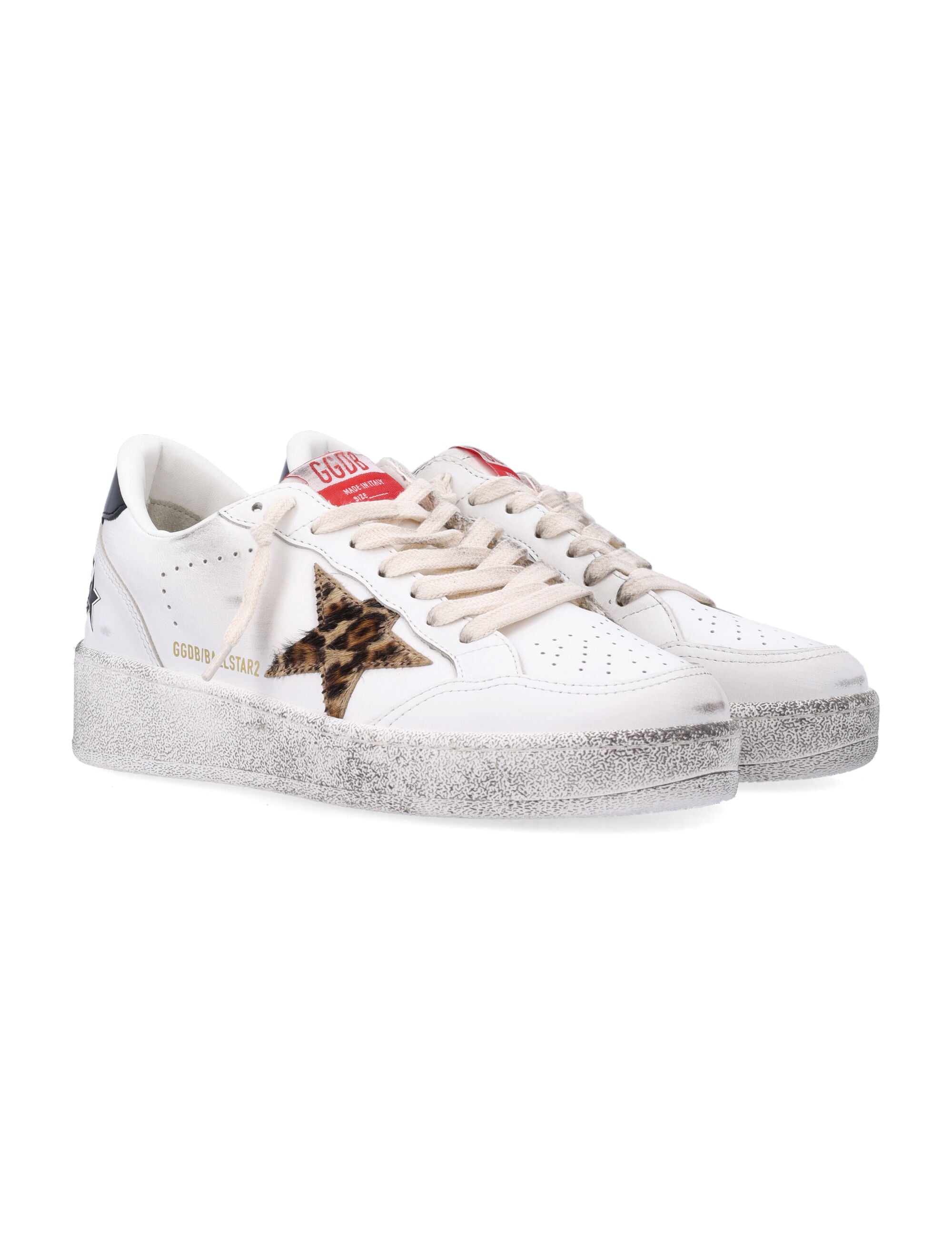 Vintage-Inspired Ball Star Sneakers with Leopard Print Star