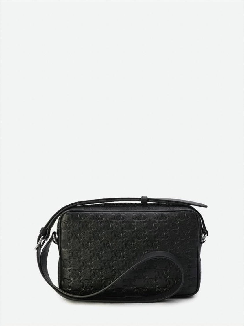 Embossed Calf Leather Crossbody Bag with Adjustable Strap